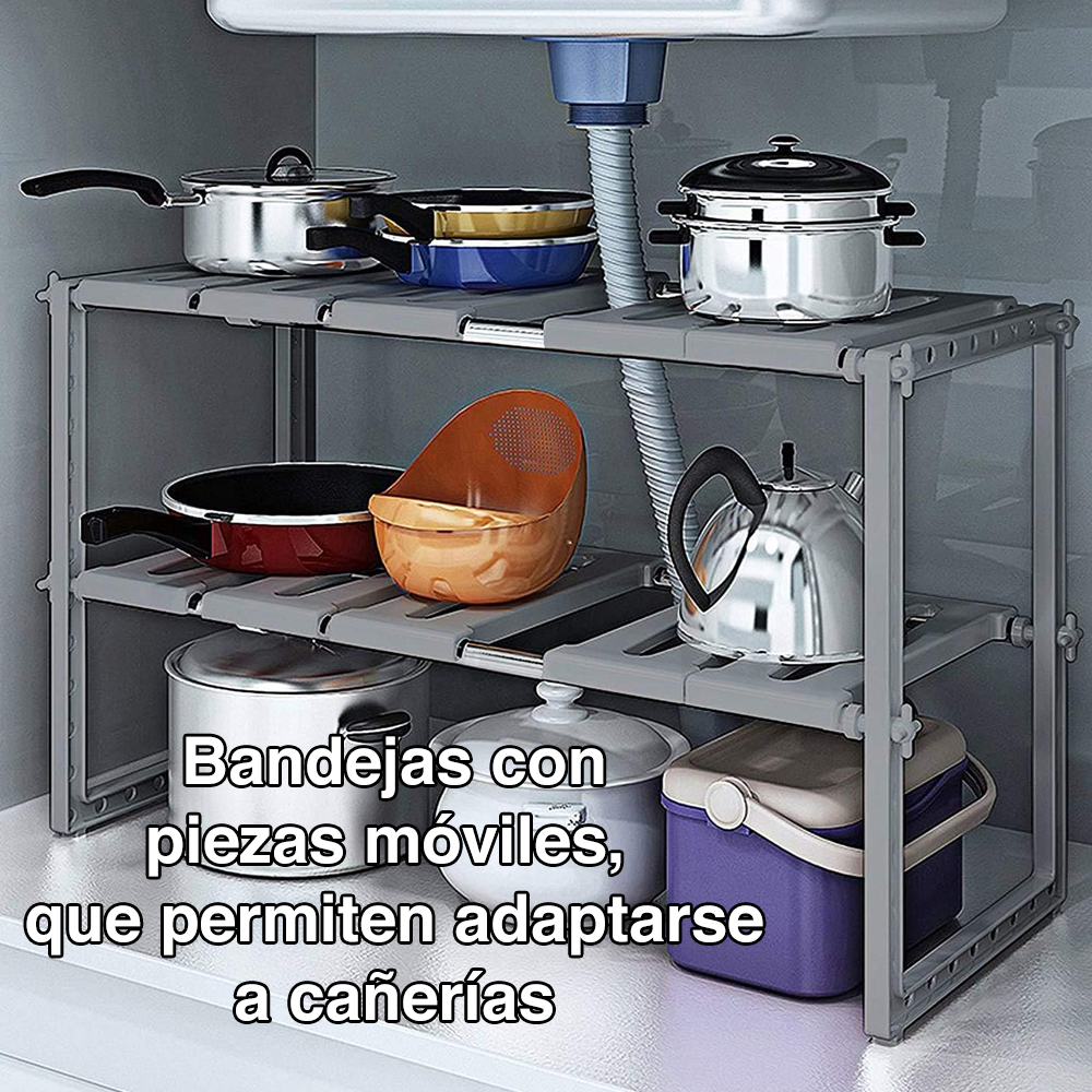ORGANIZADOR MUEBLE COCINA LAVAPLATOS BAÑO AJUSTABLE - 7