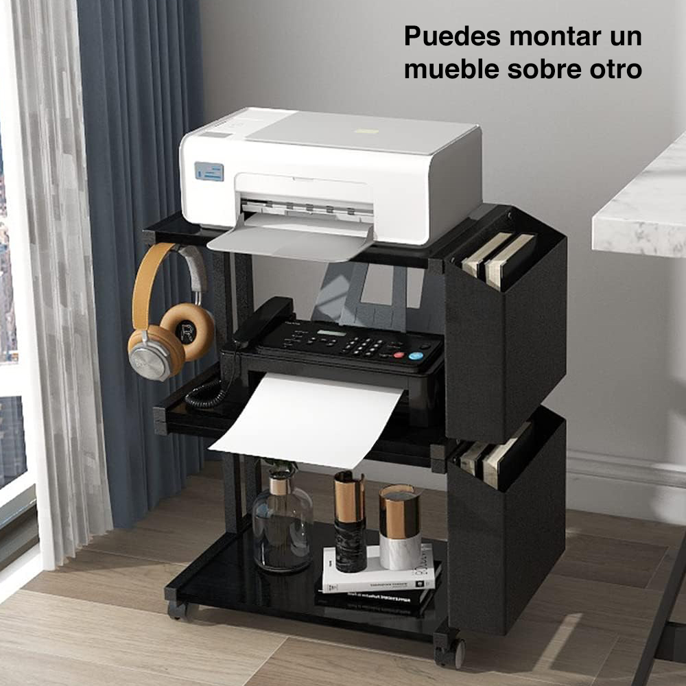 MESA CON RUEDAS NW-YMP98 MUEBLE IMPRESORA ACERO - 5