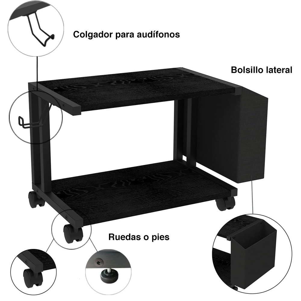 MESA CON RUEDAS NW-YMP98 MUEBLE IMPRESORA ACERO - 6