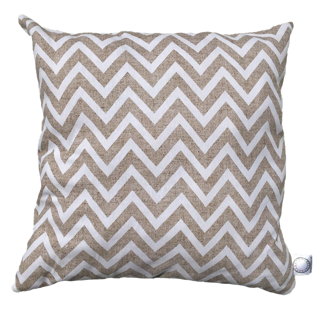 FUNDA ELIZABETH PEPER COJIN DECORATIVO DISEÑO ZIGZAG 50 X 50 CM BEIGE CREMA BLANCO - 1