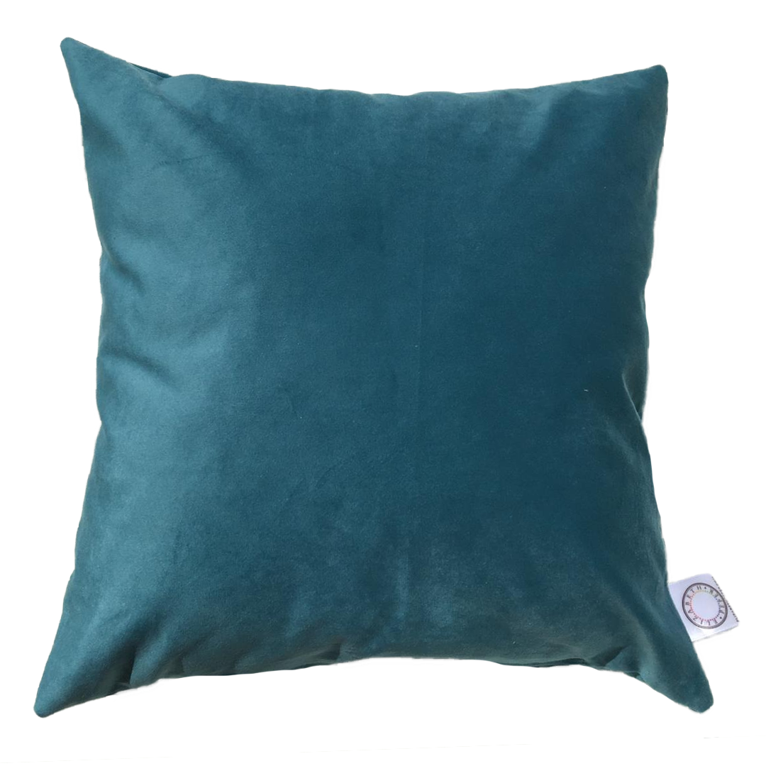 COJIN DECORATIVO DISEÑO CAFÉ OSCURO CON AVES TURQUESA 50X50 RELLENO - 2