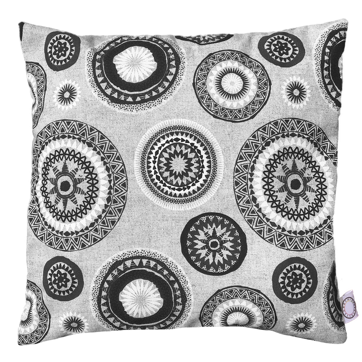 COJÍN ELIZABETH PEPER DECORATIVO DISEÑO MANDALAS RELLENO 45 X 45 CM NEGRO BLANCO - 1