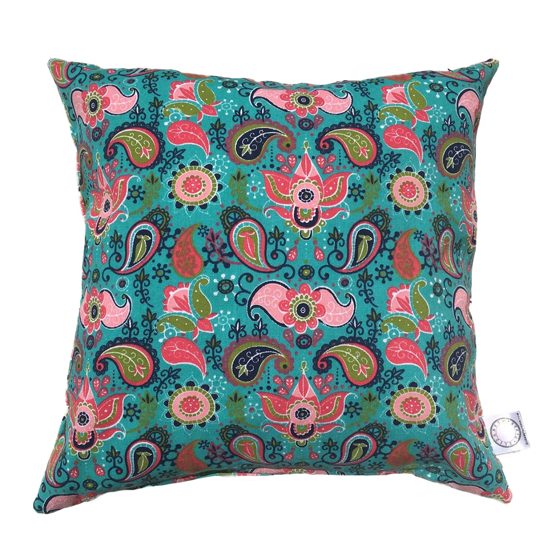 FUNDA ELIZABETH PEPER COJIN DECORATIVO DISEÑO ROSA 60 X 60 CM TURQUESA - 1