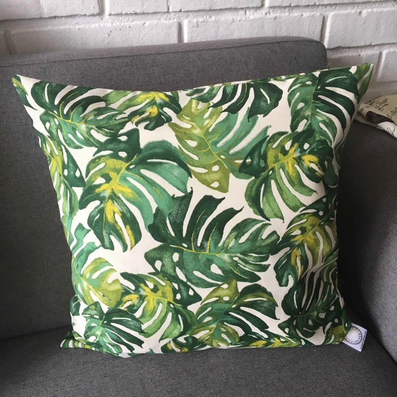 COJÍN ELIZABETH PEPER DISEÑO PLANTAS S RELLENO 60 X 60 CM ALGODÓN VERDE - 2