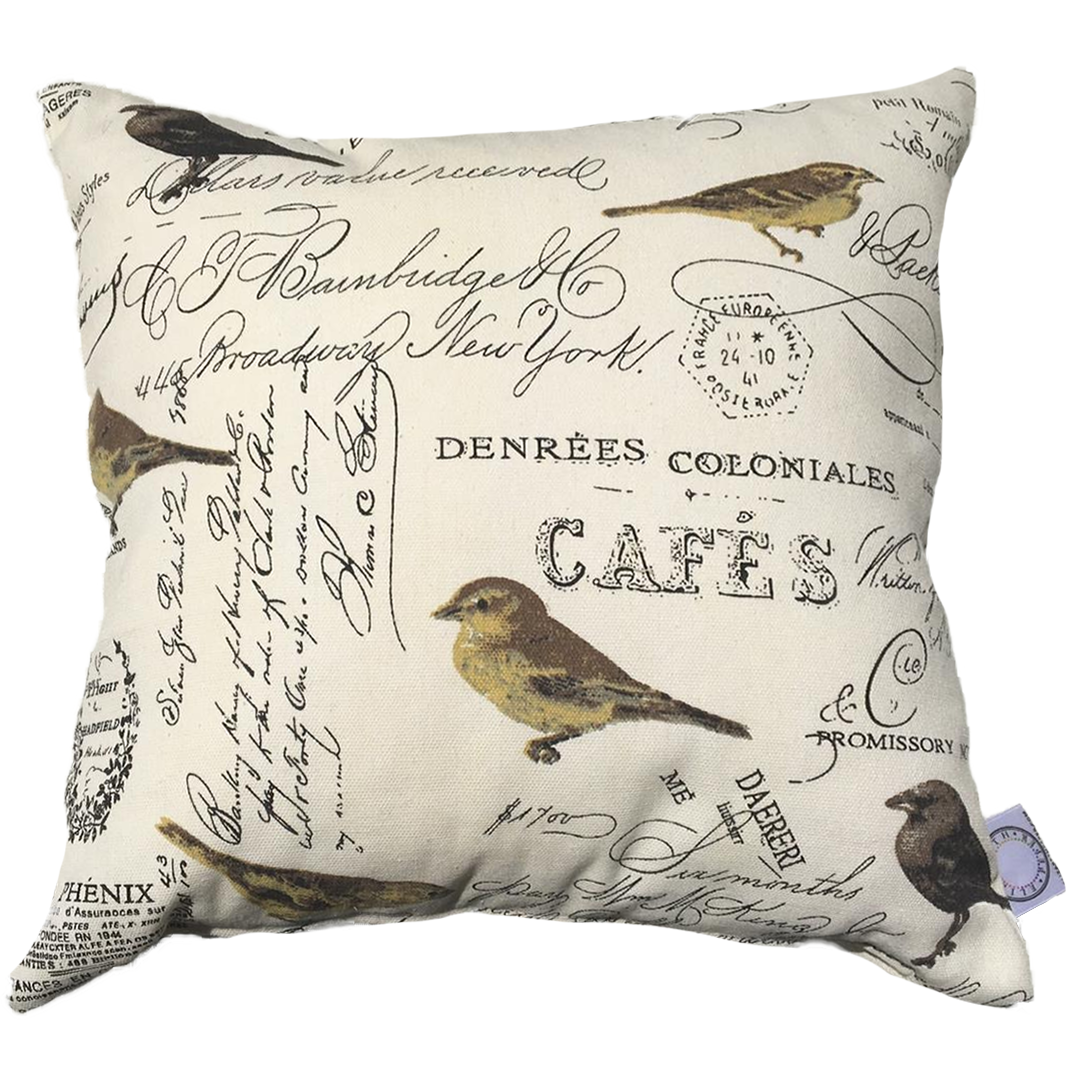 COJÍN ELIZABETH PEPER DECORATIVO DISEÑO AVES CREMA RELLENO 60 X 60 CM BEIGE CAFÉ - 1