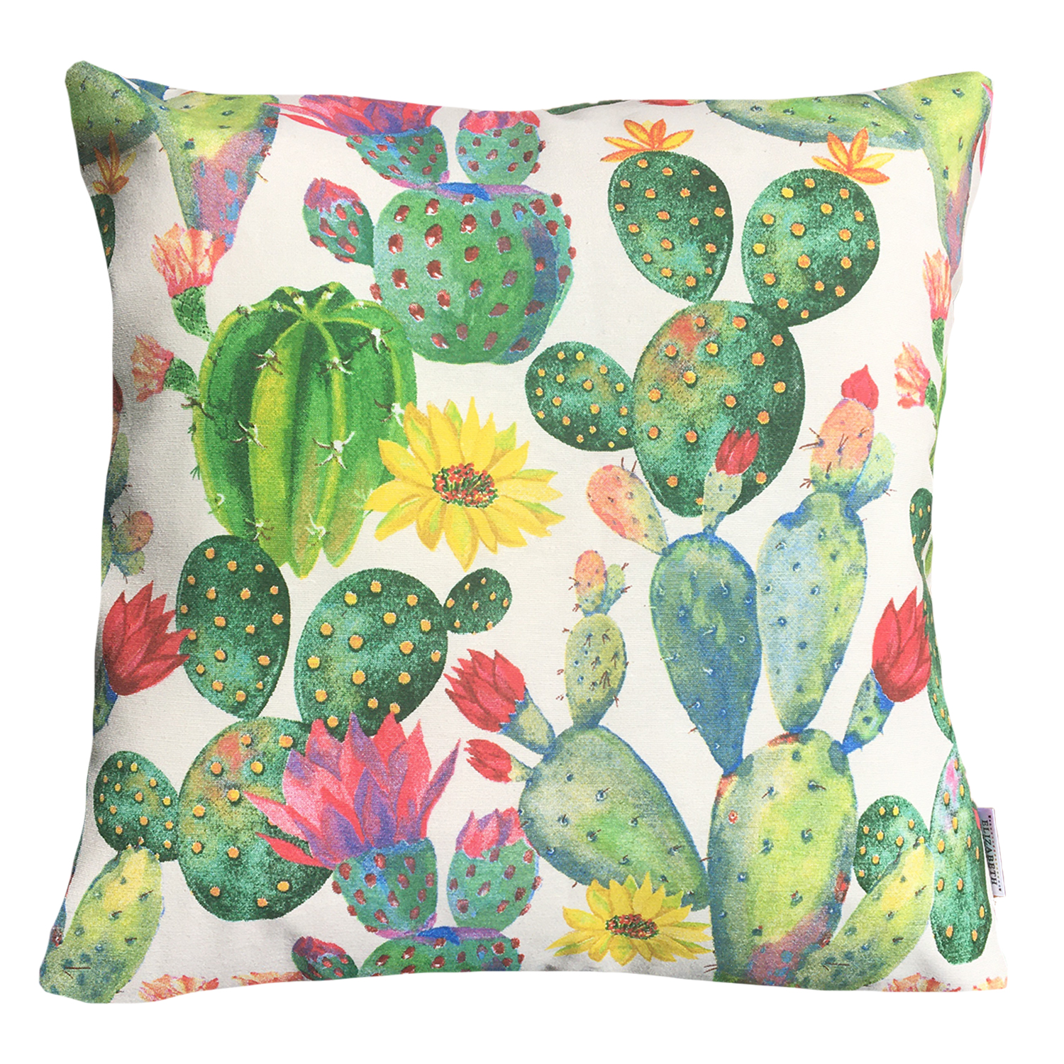 FUNDA ELIZABETH PEPER COJIN DECORATIVO DISEÑO CACTUS 50 X 50 CM VERDE - 1