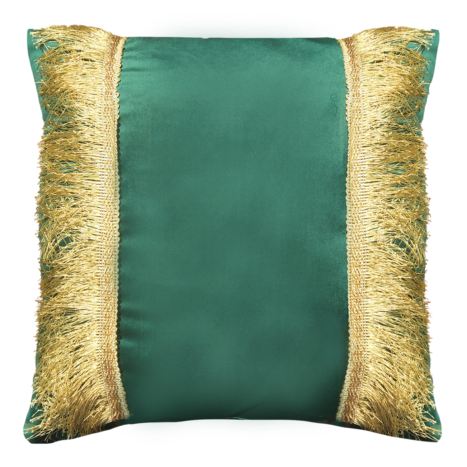 FUNDA ELIZABETH PEPER COJIN DECORATIVO DISEÑO FESTIVO DORADO 60 X 60 CM VERDE - 1