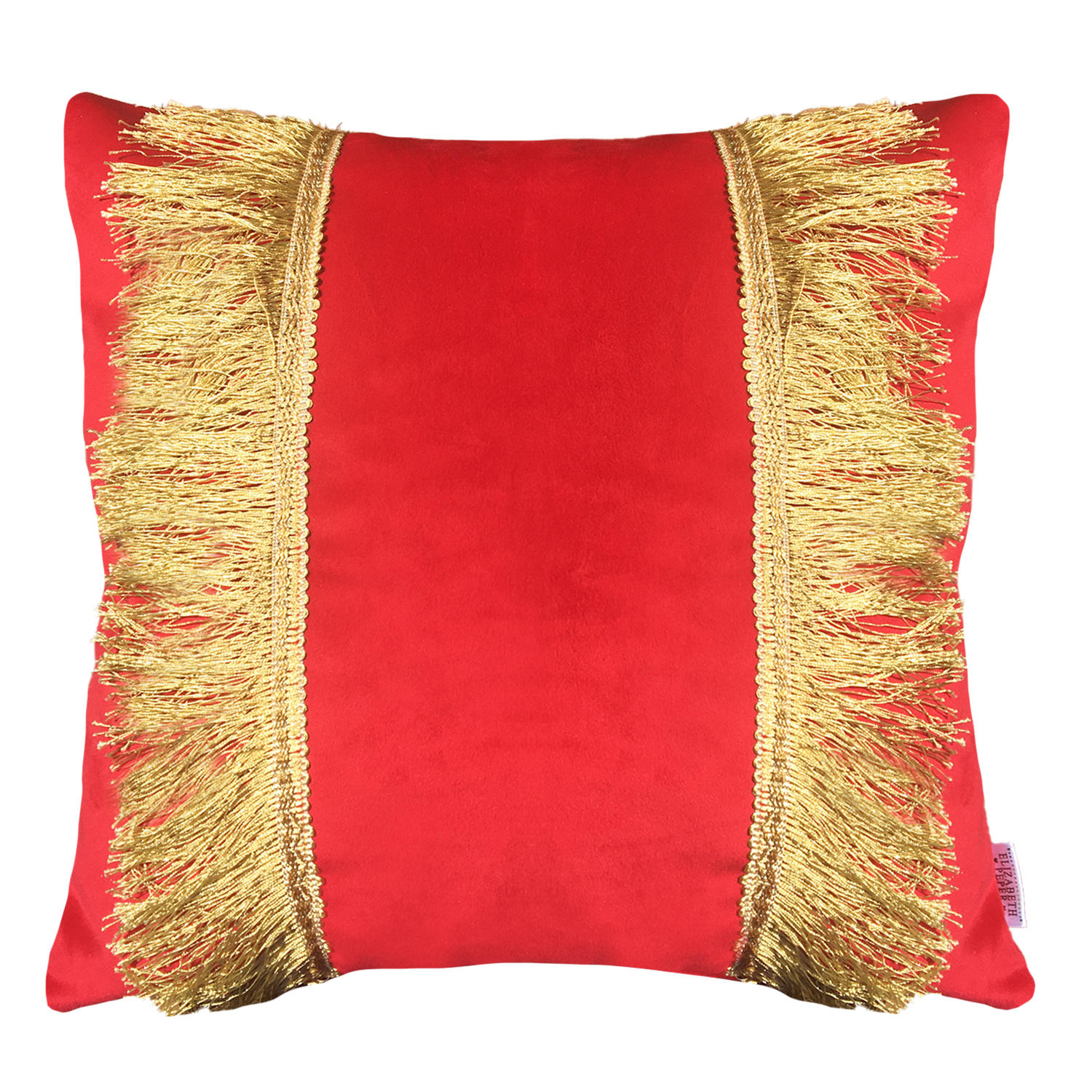 COJÍN ELIZABETH PEPER DECORATIVO DISEÑO FESTIVO DORADO RELLENO 45 X 45 CM ROJO - 1