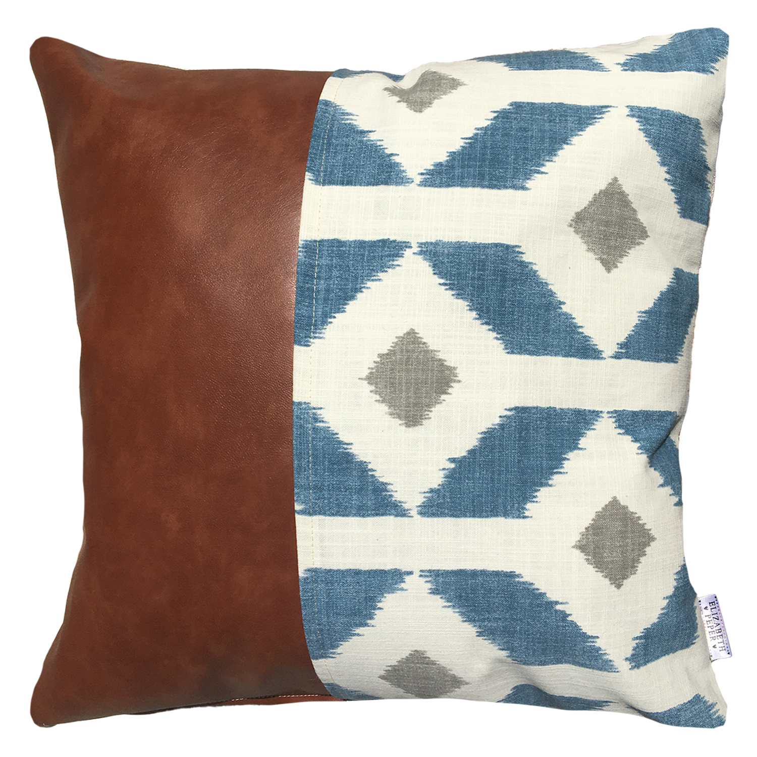 FUNDA COJÍN ELIZABETH PEPER DECORATIVO ECOCUERO Y BEIGE 45 X 45 CM AZUL - 1