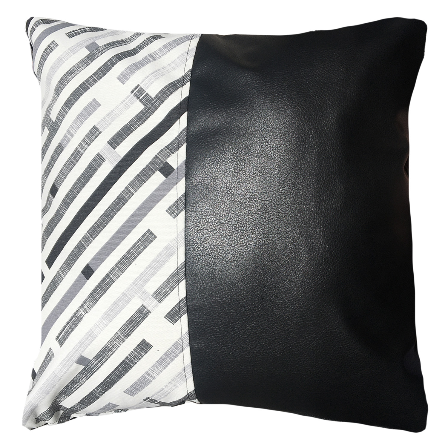 COJÍN ELIZABETH PEPER DECORATIVO ECOCUERO GRIS Y RELLENO 60 X 60 CM NEGRO - 1