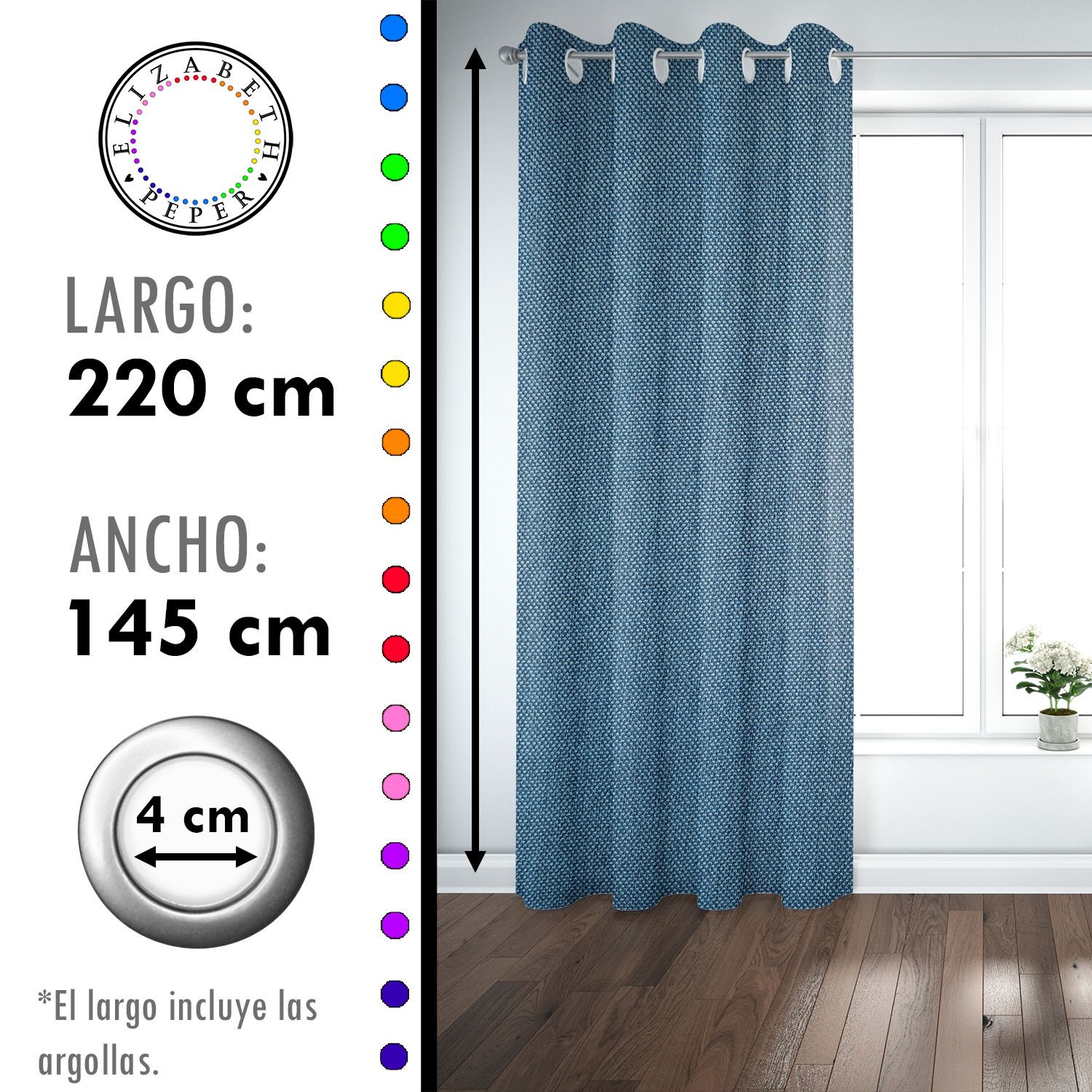 SET DE CORTINAS TEXTURA LINO 2 PAÑOS DE 145 X 220 CM - 3