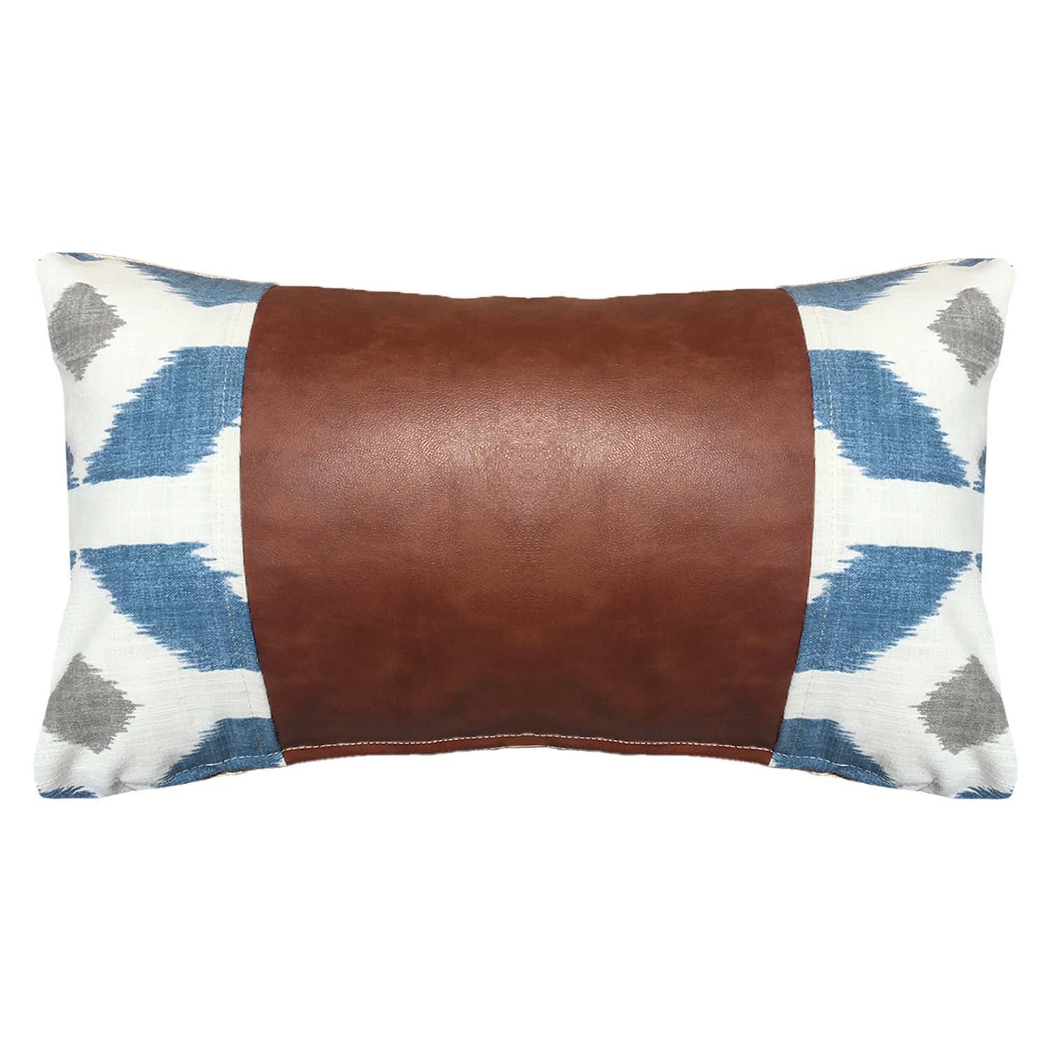 FUNDA COJÍN ELIZABETH PEPER DECORATIVO ECOCUERO Y BEIGE 50 X 30 CM AZUL - 1