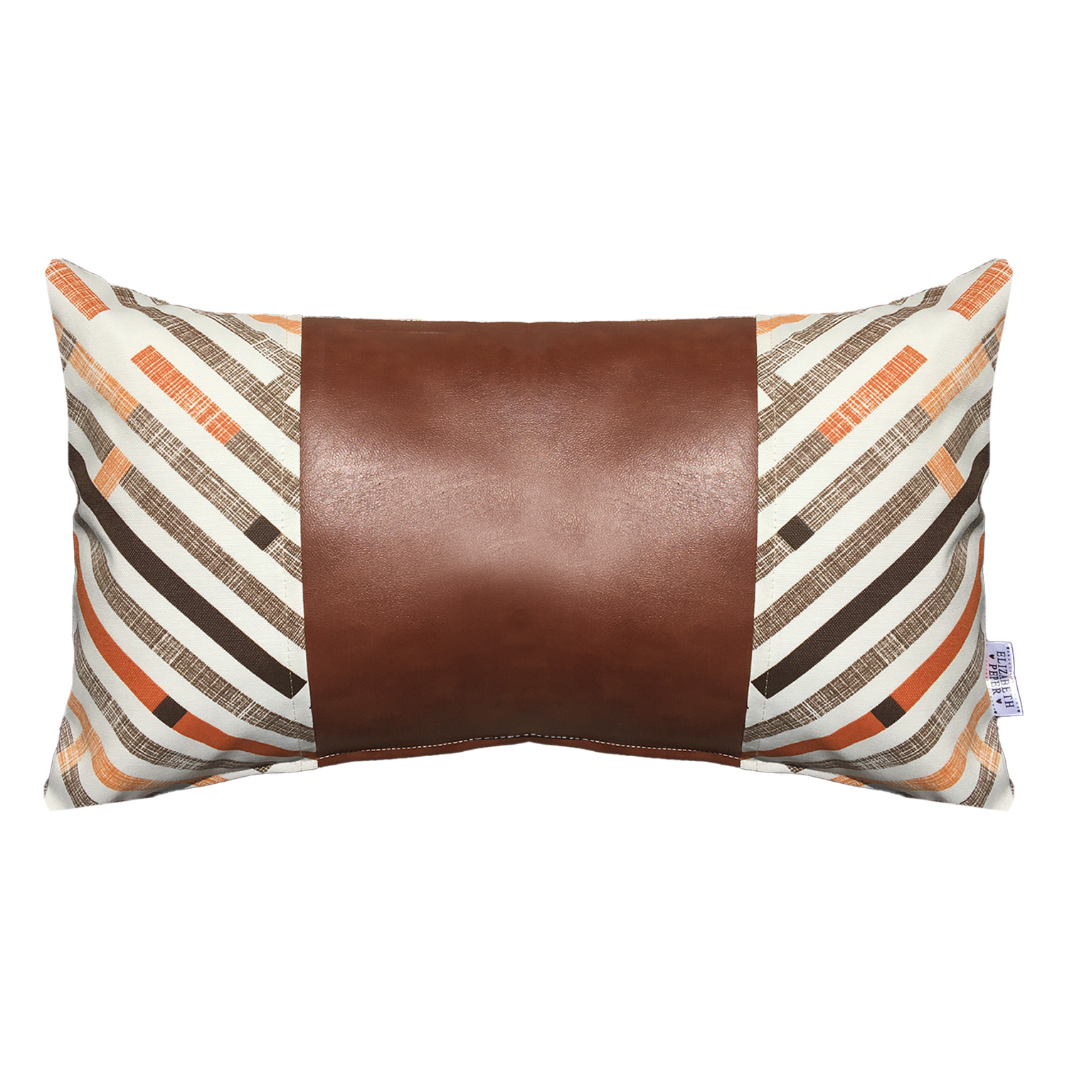 FUNDA COJÍN ELIZABETH PEPER DECORATIVO ECOCUERO Y BEIGE 50 X 30 CM NARANJO - 1