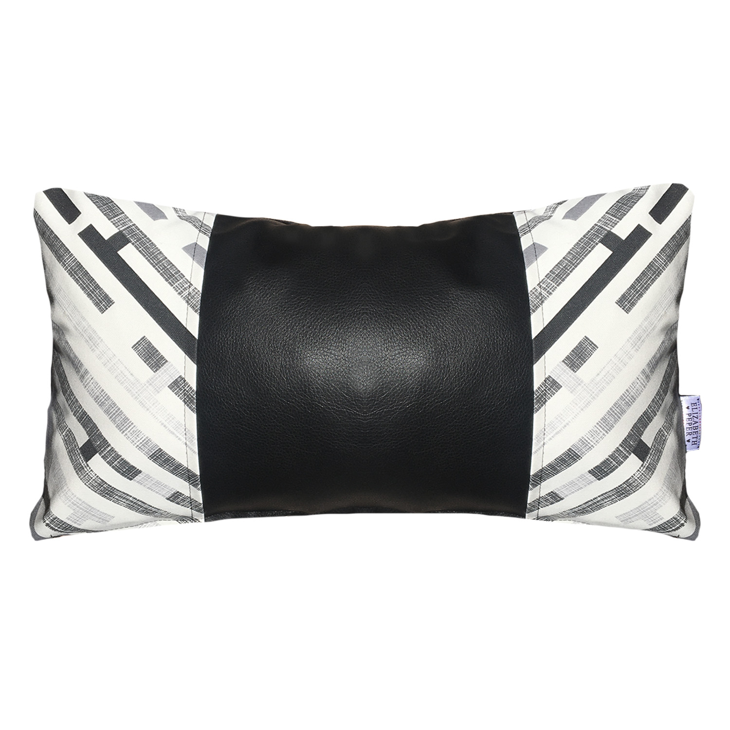 FUNDA COJÍN ELIZABETH PEPER DECORATIVO ECOCUERO GRIS Y 50 X 30 CM NEGRO - 1