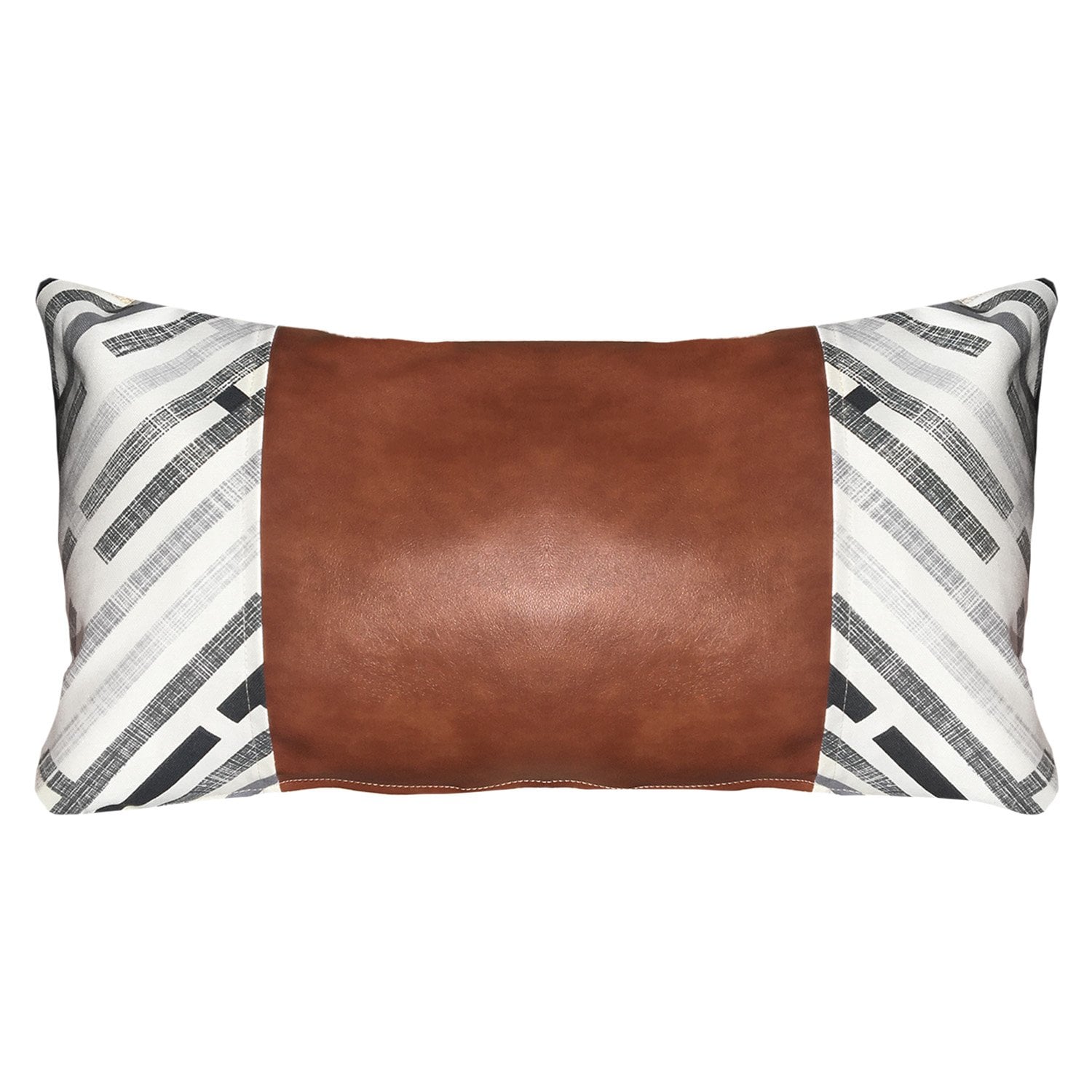 FUNDA COJÍN ELIZABETH PEPER DECORATIVO ECOCUERO Y BEIGE 50 X 30 CM GRIS - 1