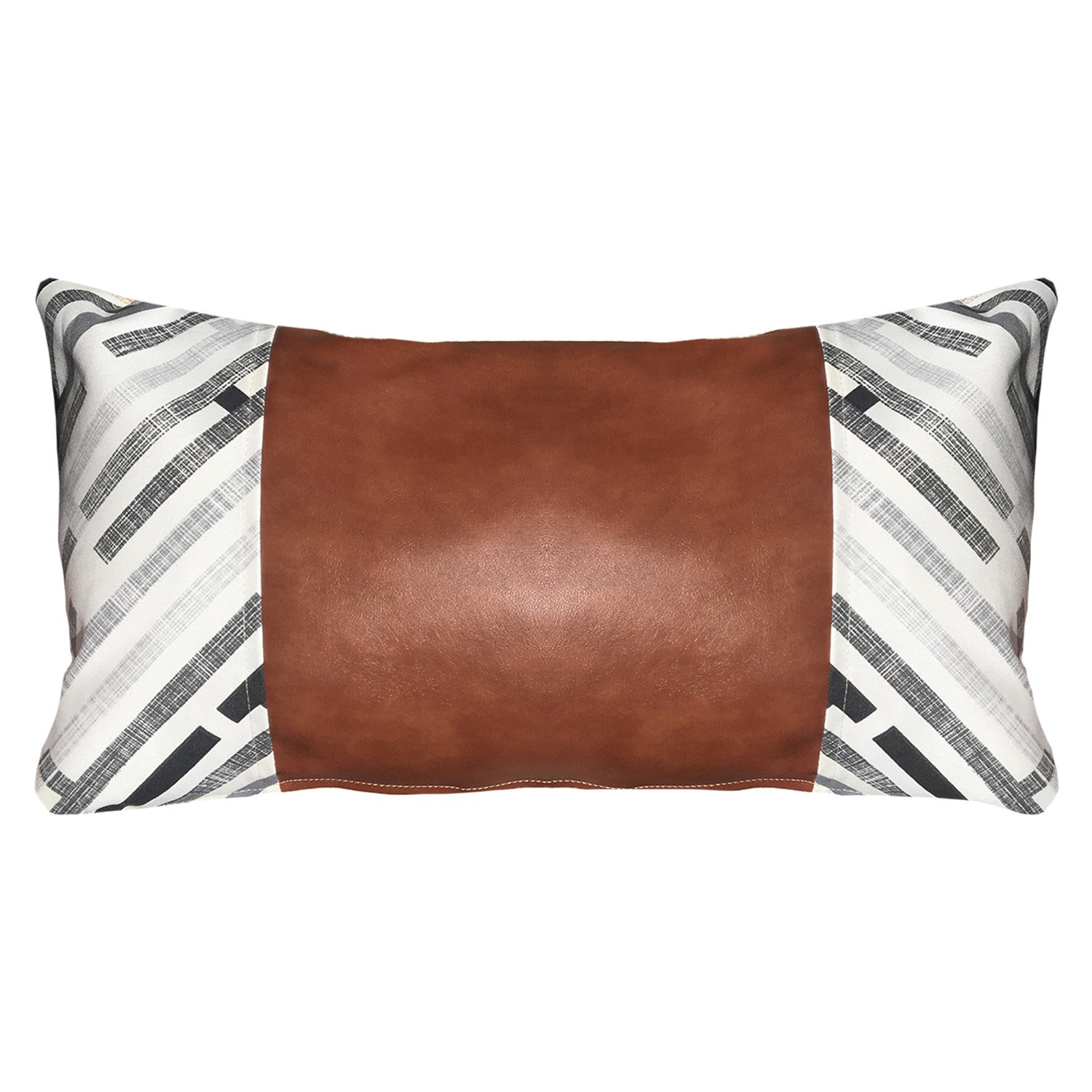COJÍN ELIZABETH PEPER DECORATIVO ECOCUERO Y BEIGE RELLENO 30 X 50 CM GRIS - 1