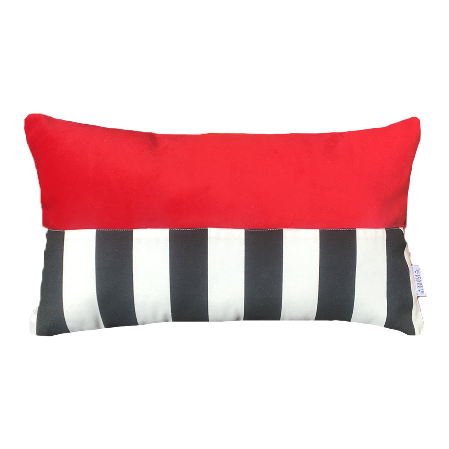 FUNDA COJÍN ELIZABETH PEPER DECORATIVO DISEÑO RAYAS BLANCO Y NEGRO 50 X 30 CM ROJO - 1