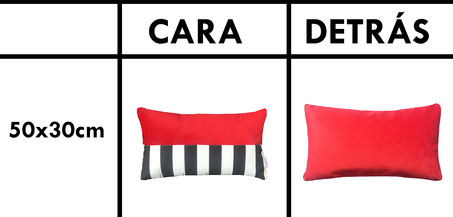 FUNDA COJÍN ELIZABETH PEPER DECORATIVO DISEÑO RAYAS BLANCO Y NEGRO 50 X 30 CM ROJO - 3