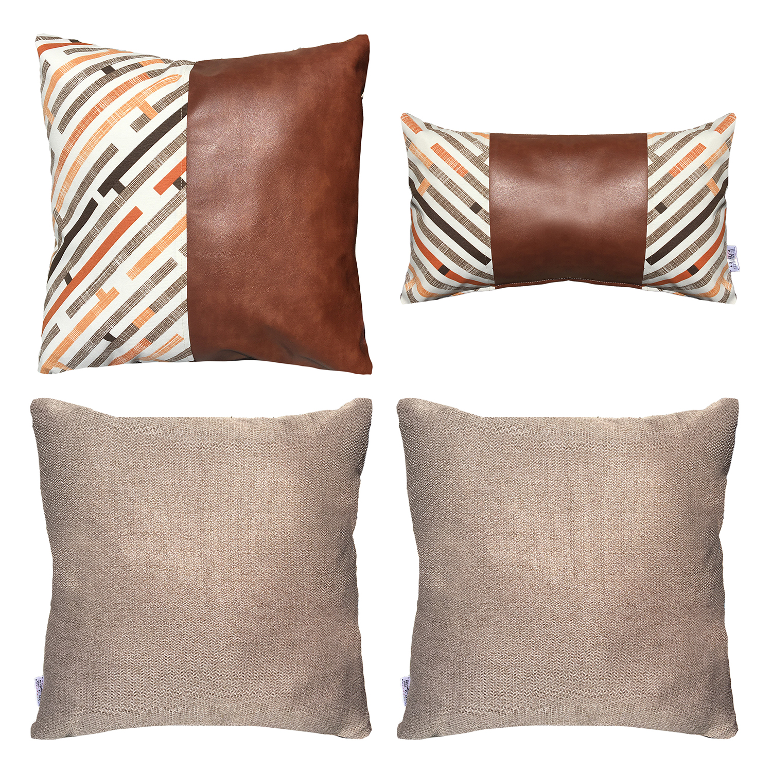 FUNDA COJÍN ELIZABETH PEPER PACK 4 DECORATIVO ECOCUERO 50 X 50 CM NARANJA - 1