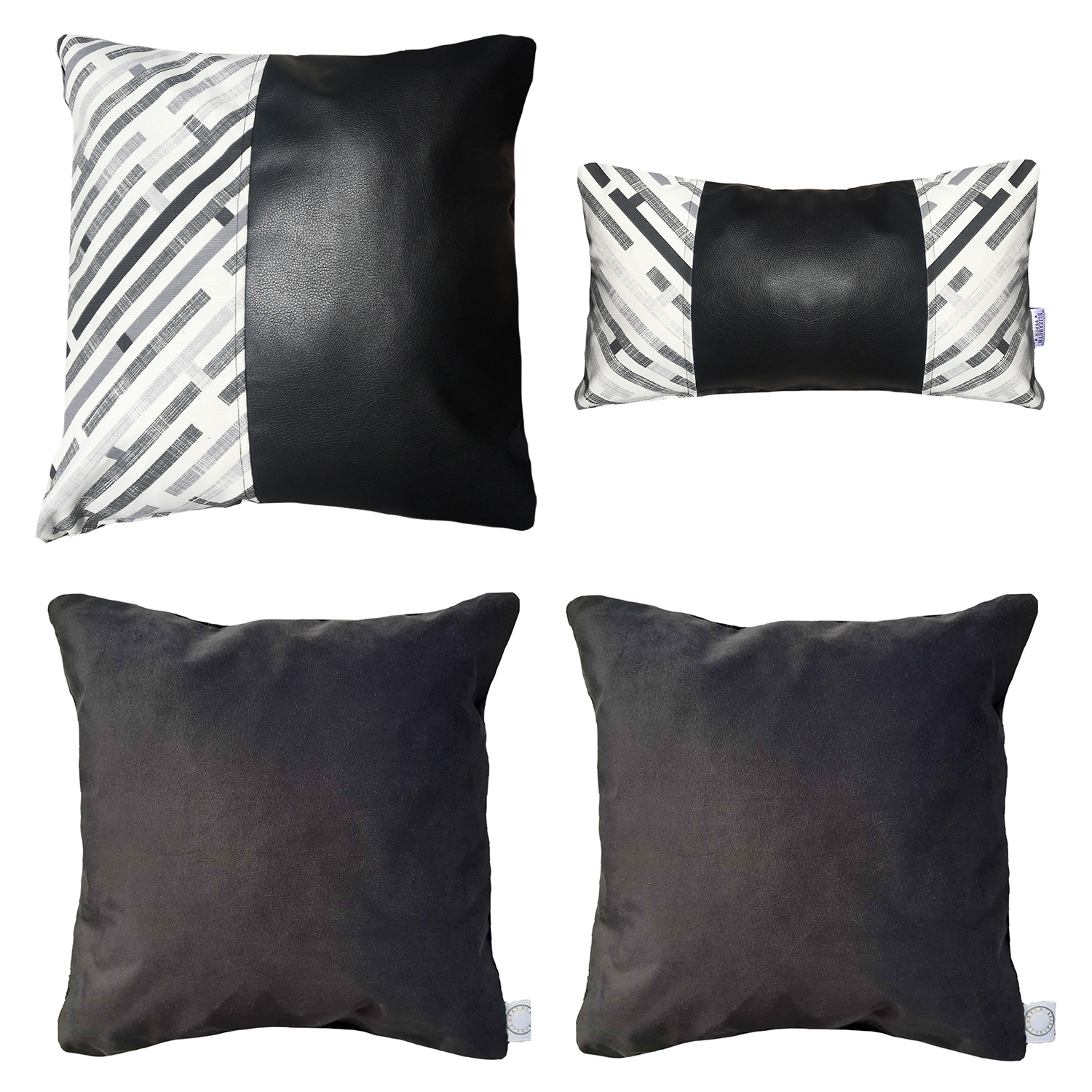 FUNDA COJIN ELIZABETH PEPER PACK 4 DECORATIVO ECOCUERO 50 X 50 CM NEGRO