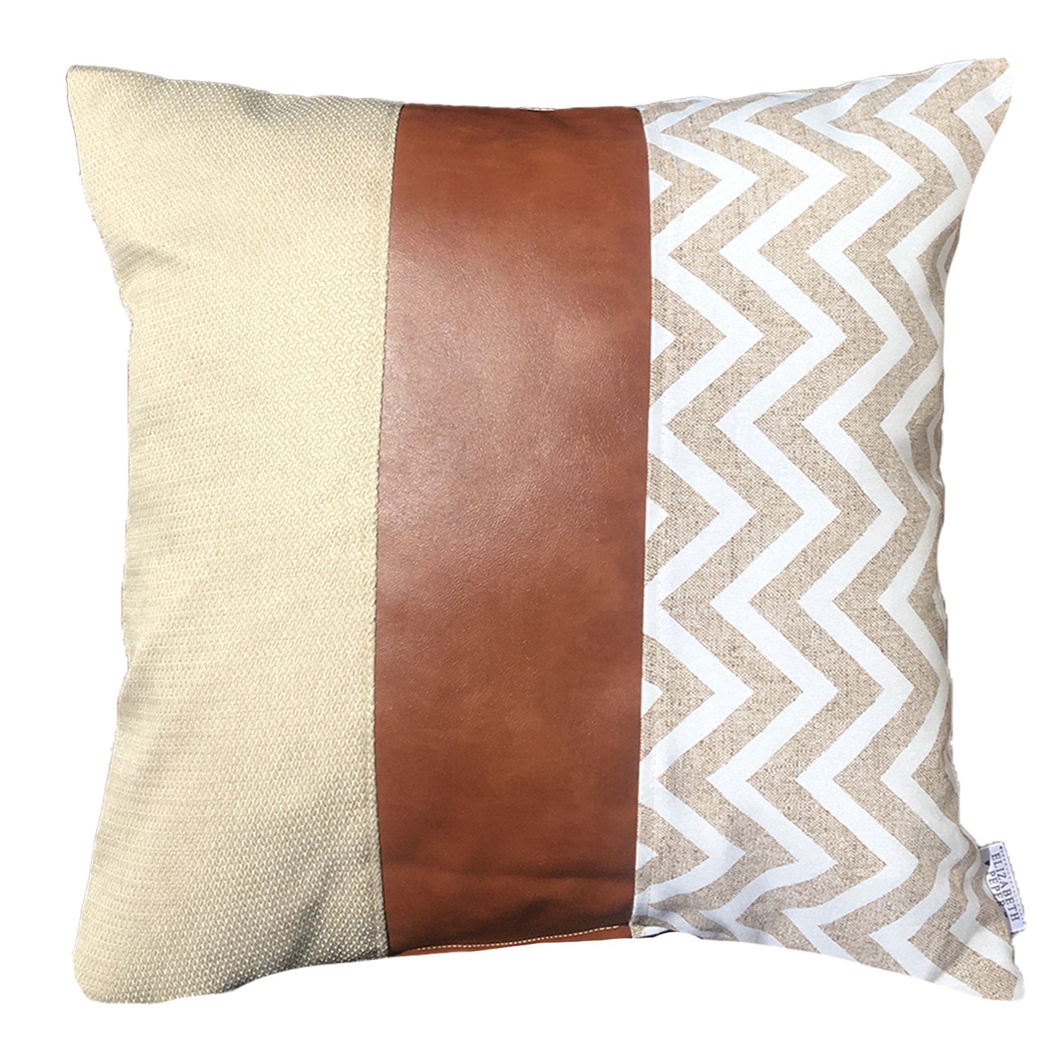 COJÍN ELIZABETH PEPER PACK 4 DECORATIVOS ECOCUERO ZIGZAG 45 X 45 CM CREMA - 2