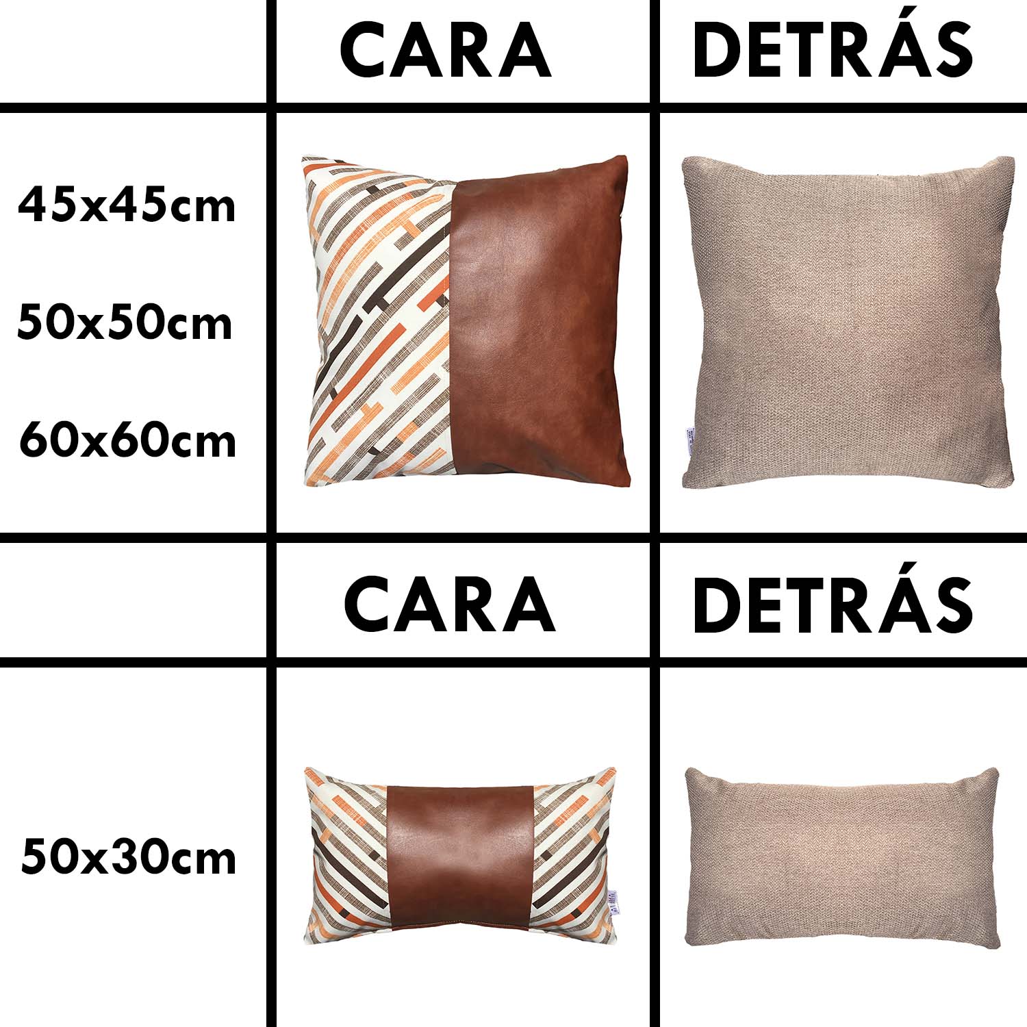 COJÍN ELIZABETH PEPER PACK 4 DECORATIVOS ECOCUERO 50 X 50 CM NARANJA - 4