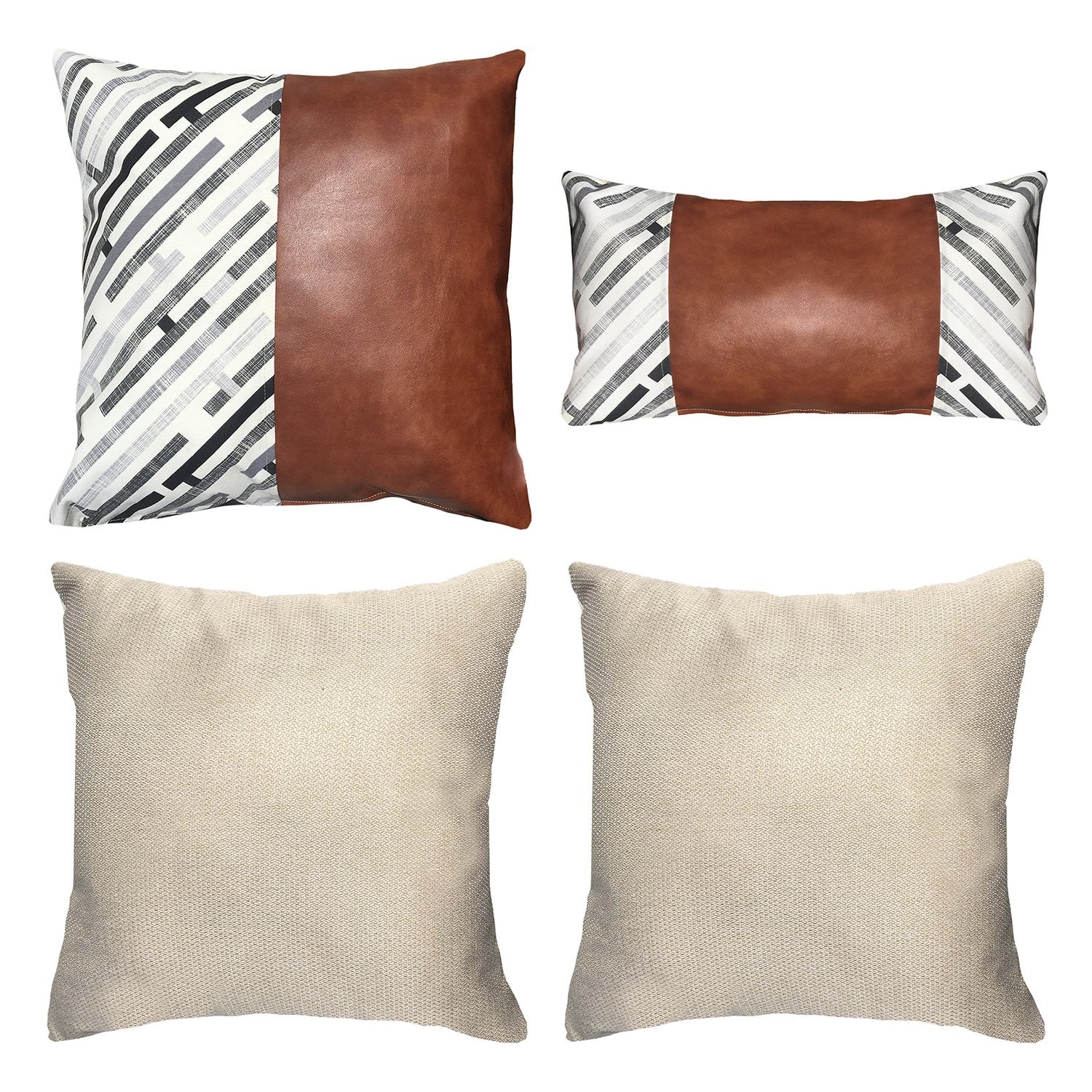 COJÍN ELIZABETH PEPER PACK 4 DECORATIVOS ECOCUERO 50 X 50 CM NEGRO CAFÉ - 1