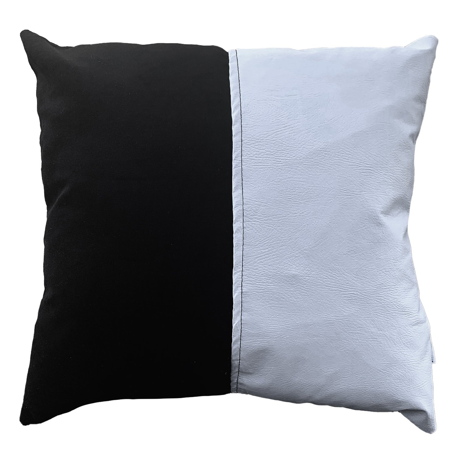 FUNDA COJÍN ELIZABETH PEPER DECORATIVO ECOCUERO BLANCO Y 45 X 45 CM NEGRO - 1