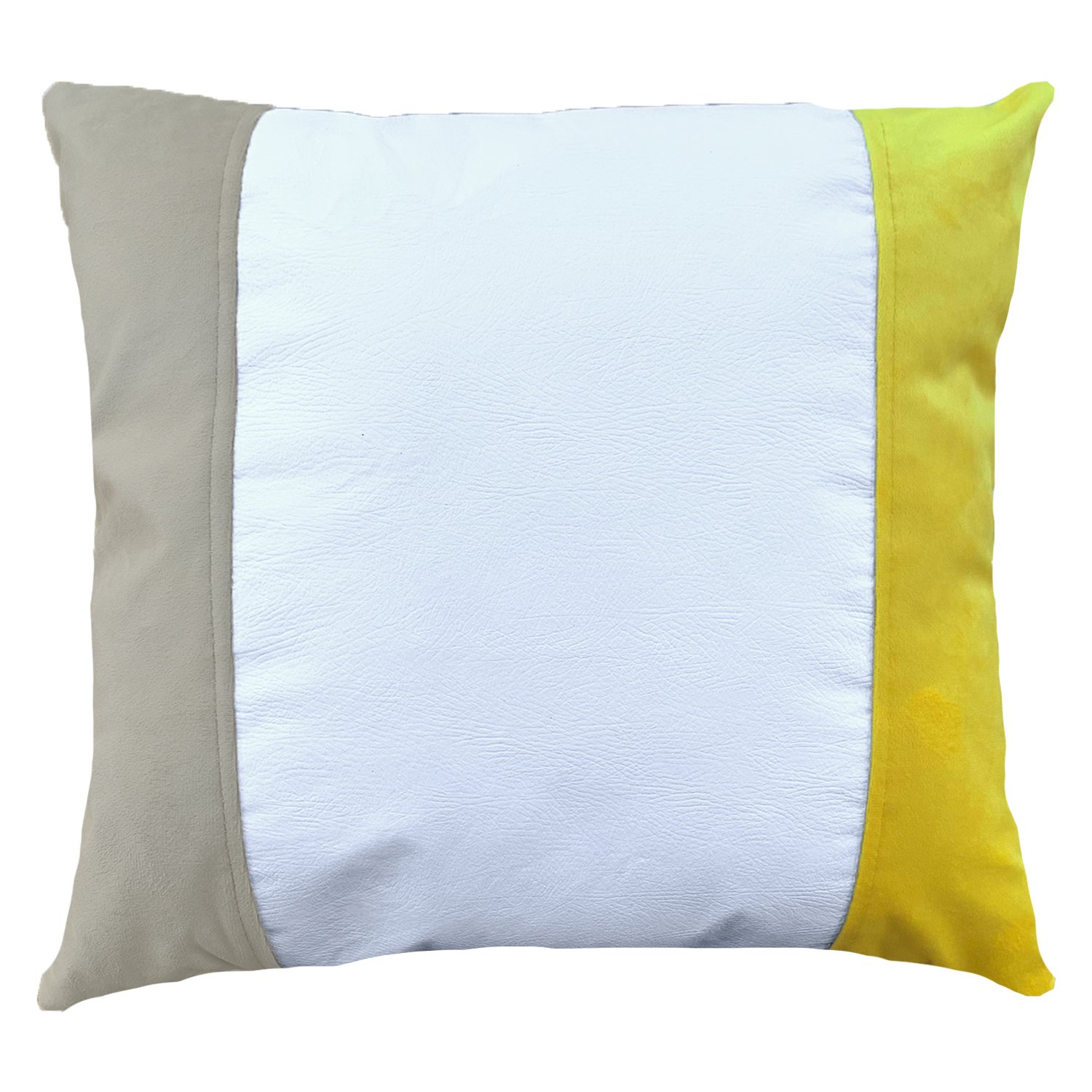 FUNDA COJÍN ELIZABETH PEPER DECORATIVO ECOCUERO BLANCO BEIGE 50 X 50 CM AMARILLO - 1