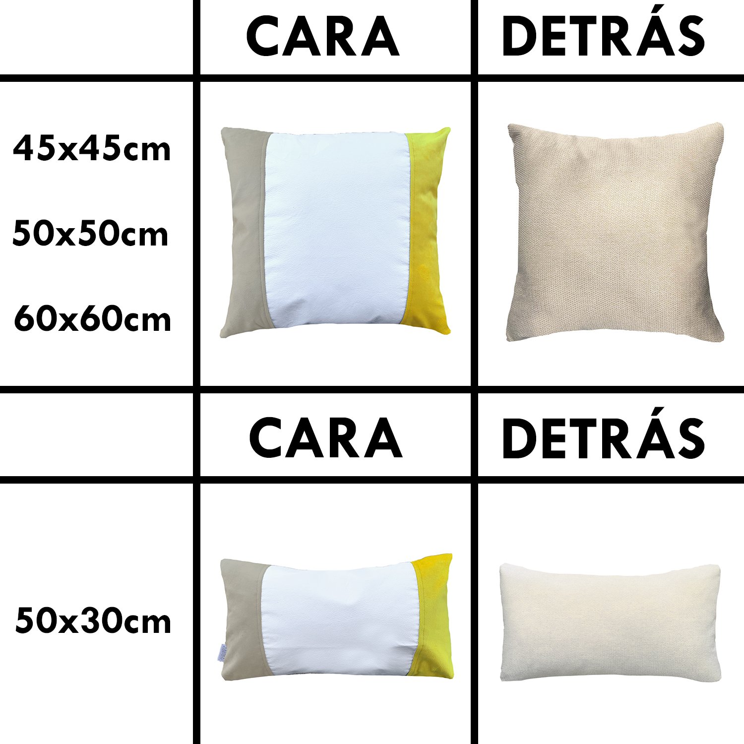 FUNDA COJÍN ELIZABETH PEPER DECORATIVO ECOCUERO BLANCO BEIGE 50 X 50 CM AMARILLO - 3