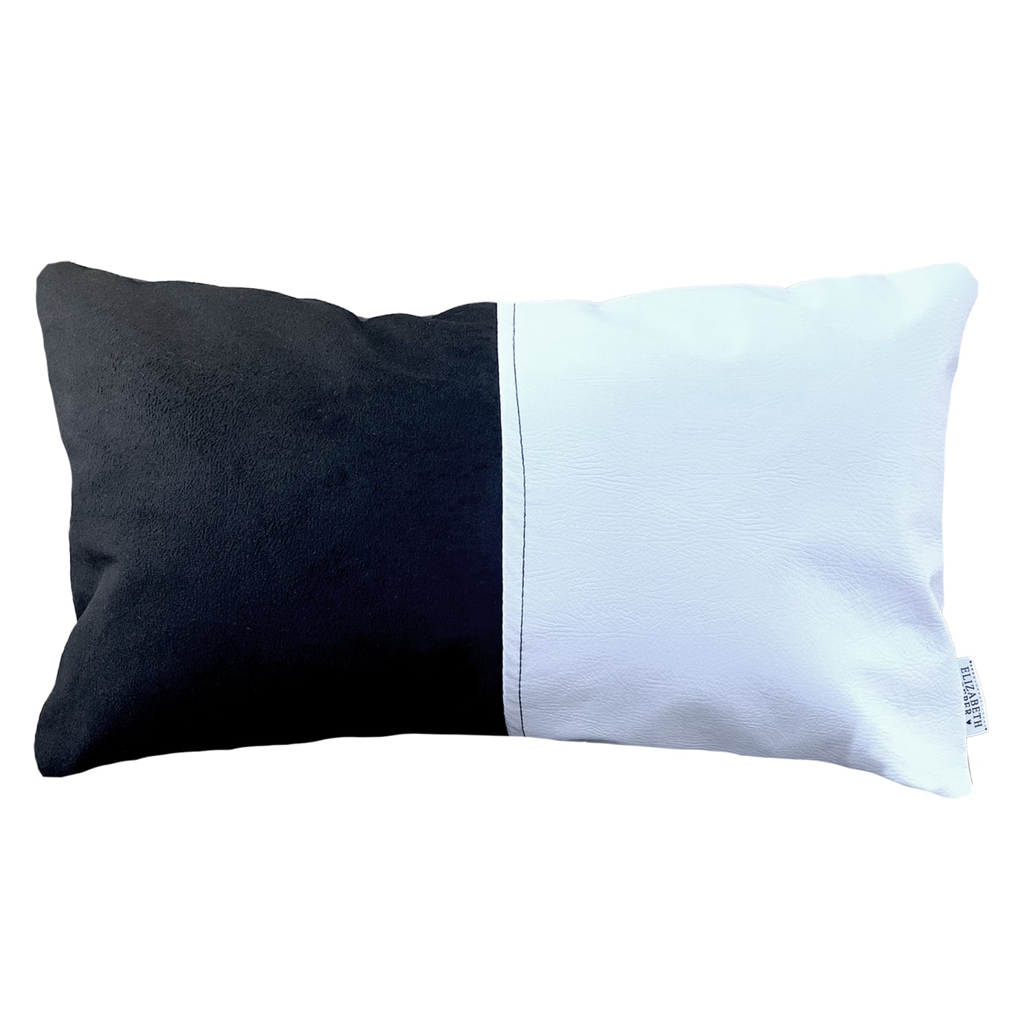 FUNDA COJÍN ELIZABETH PEPER DECORATIVO ECOCUERO BLANCO Y 50 X 30 CM NEGRO - 1