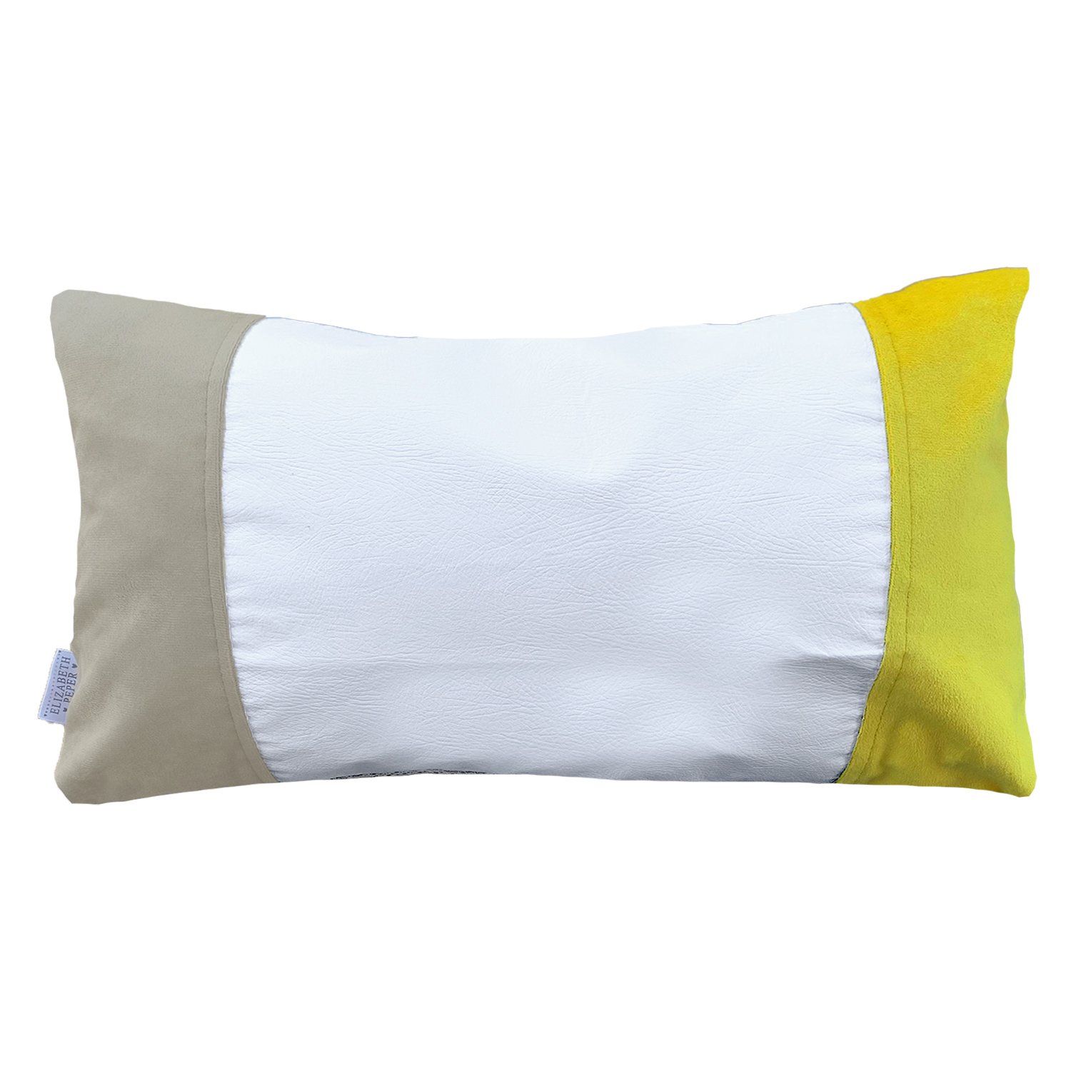 COJÍN ELIZABETH PEPER DECORATIVO ECOCUERO BLANCO BEIGE RELLENO 50 X 30 CM AMARILLO - 1