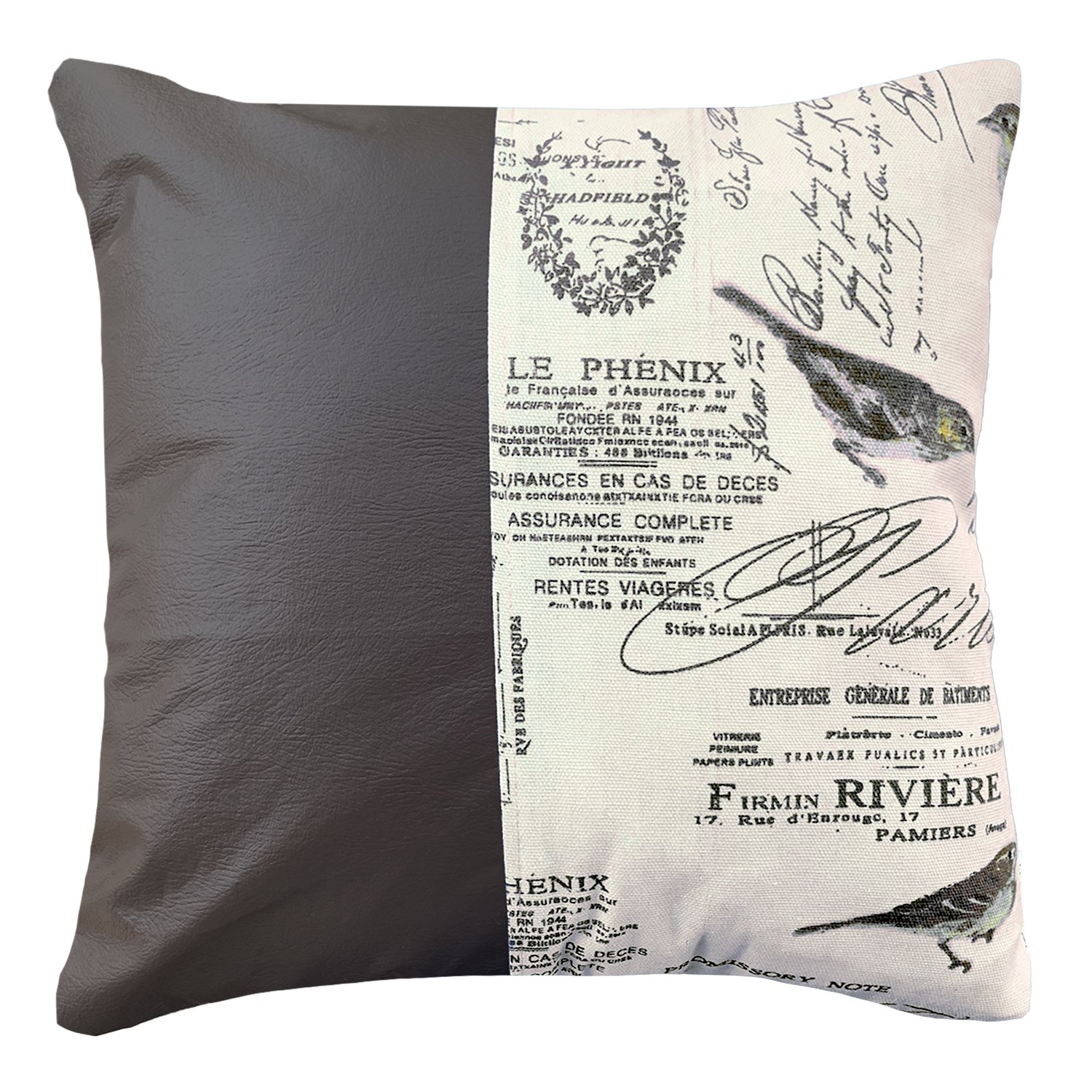 FUNDA COJÍN ELIZABETH PEPER PACK 4 DECORATIVO ECOCUERO AVES 45 X 45 CM CAFÉ - 3