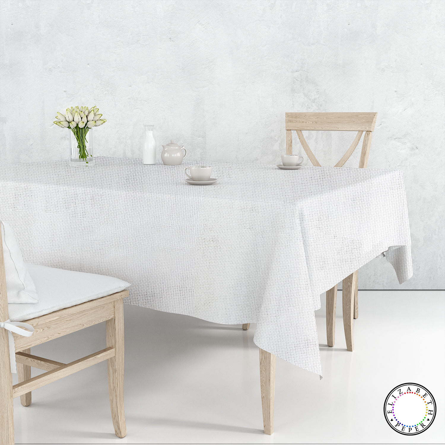 MANTEL PARA MESA DE TELA TEXTURA BLANCO 140X220 CM - 2