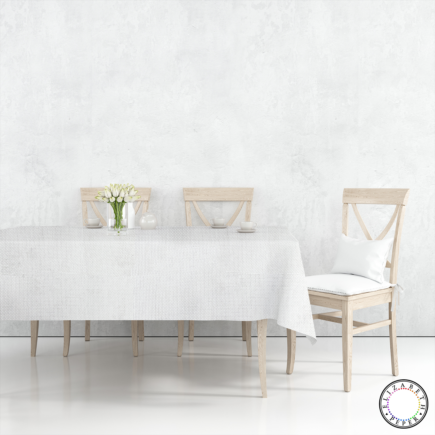 MANTEL PARA MESA DE TELA TEXTURA BLANCO 140X220 CM - 3