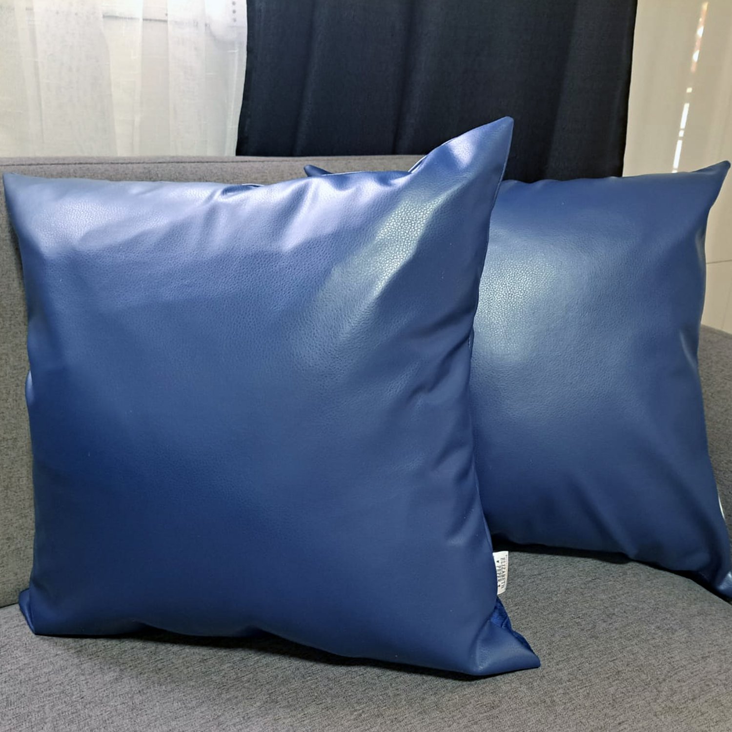 FUNDA COJÍN ELIZABETH PEPER DECORATIVO ECOCUERO 45 X 45 CM AZUL - 3