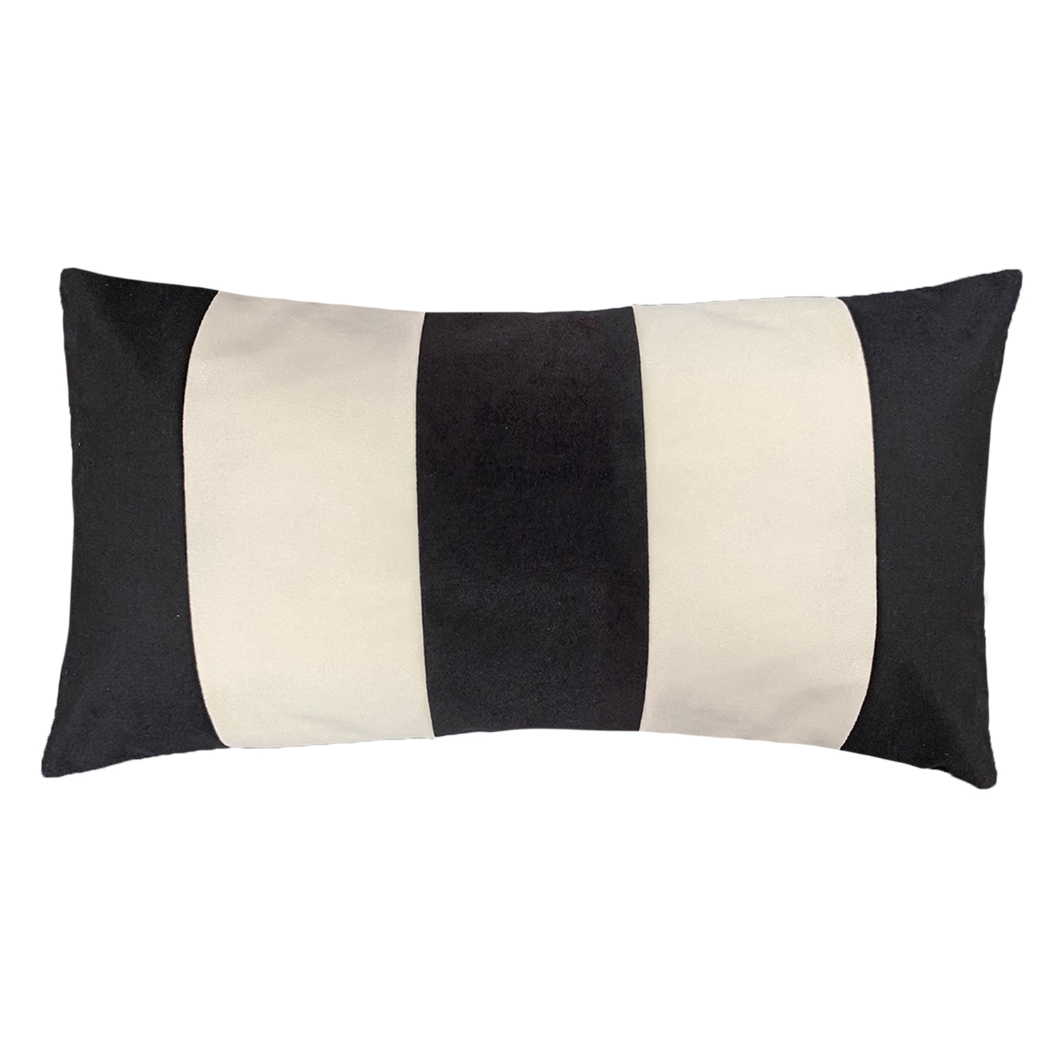 COJÍN ELIZABETH PEPER DECORATIVO FRANJAS BLANCO Y RELLENO 60 X 35 CM NEGRO - 1