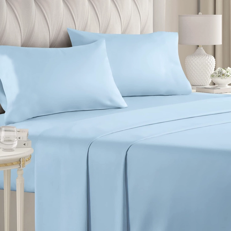 JUEGO DE SABANAS 144 HILOS AZUL 50/50 POLYCOTTON 1.5 PLAZAS - 1