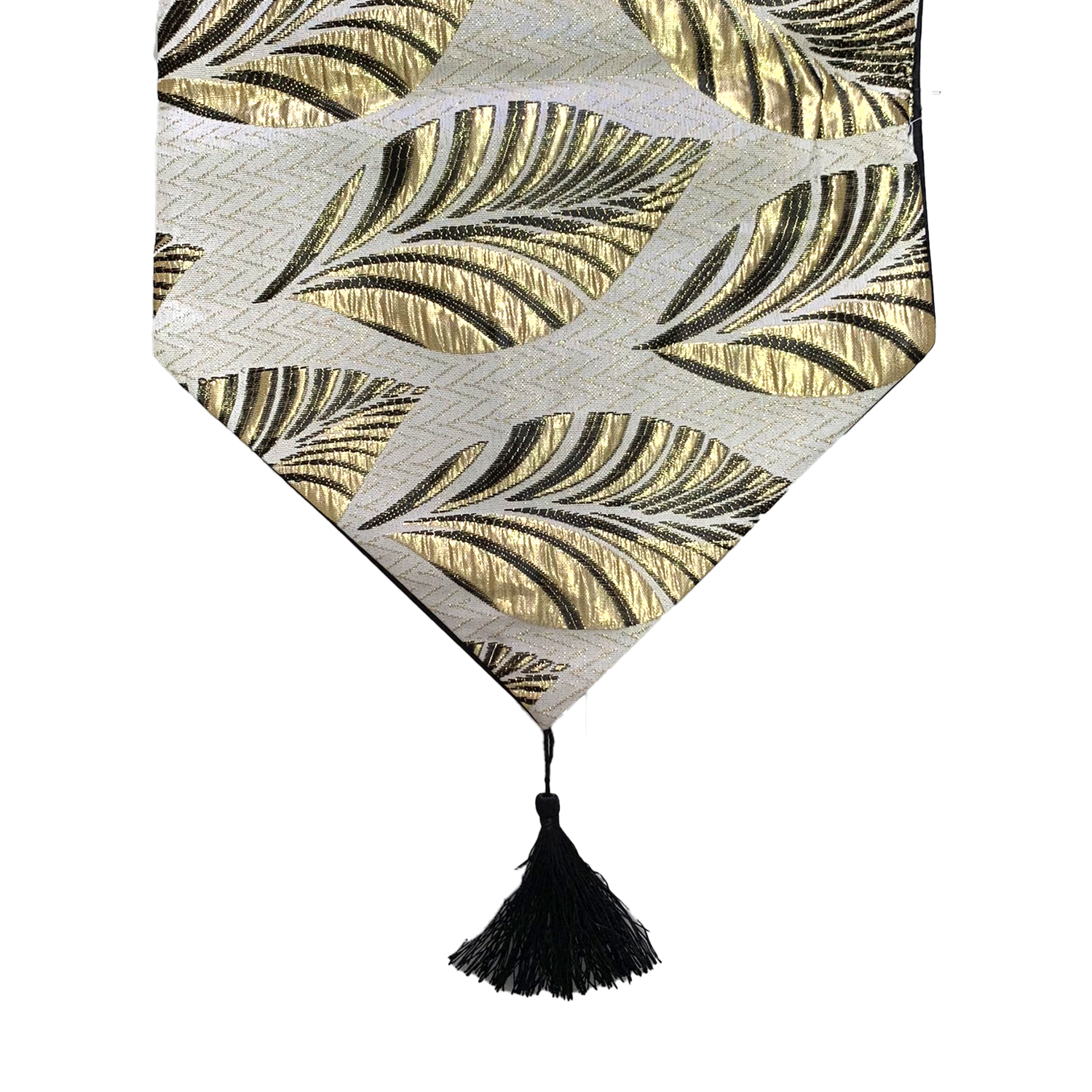 CAMINO DE MESA CON DISEÑO NEGRO CON DORADO 180X33 CM - 1