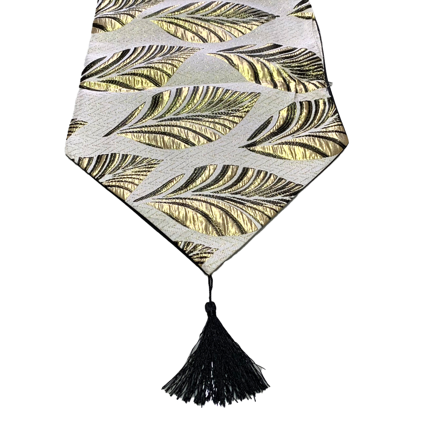 CAMINO DE MESA CON DISEÑO NEGRO CON DORADO 180X33 CM - 2