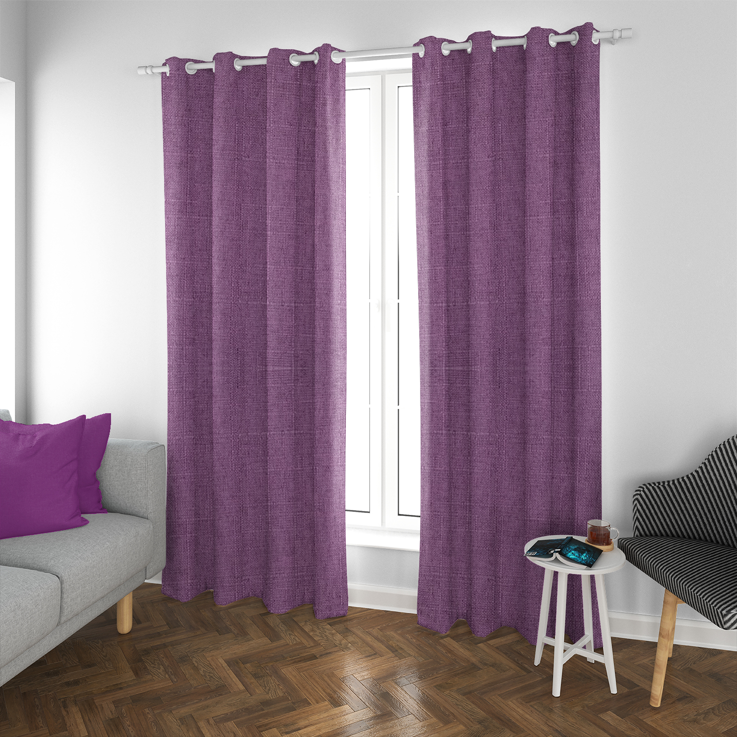 SET DE CORTINAS BLACKOUT 2 PAÑOS DE 140 X 220 CM MORADO - 2