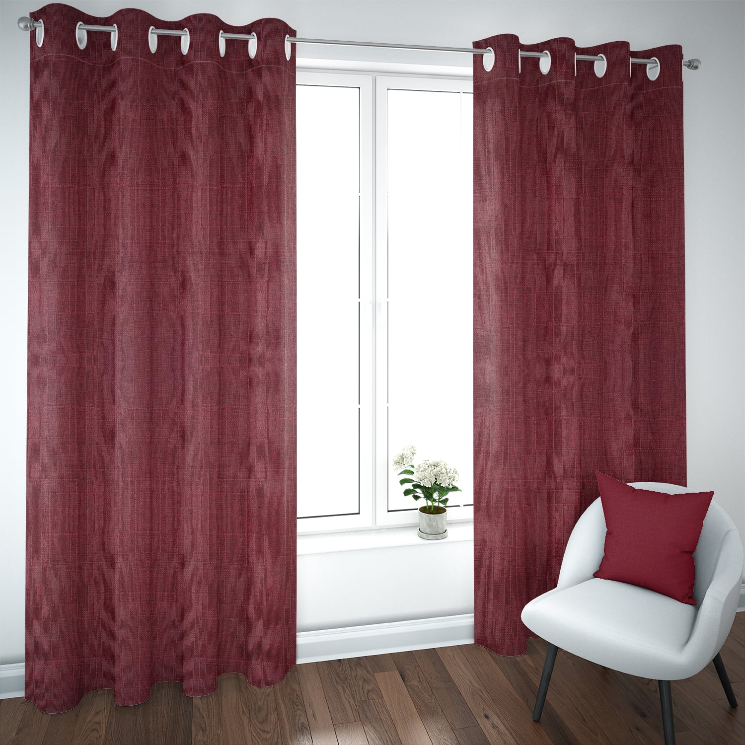 SET DE CORTINAS BLACKOUT 2 PAÑOS DE 140 X 220 CM ROJO VINO - 1
