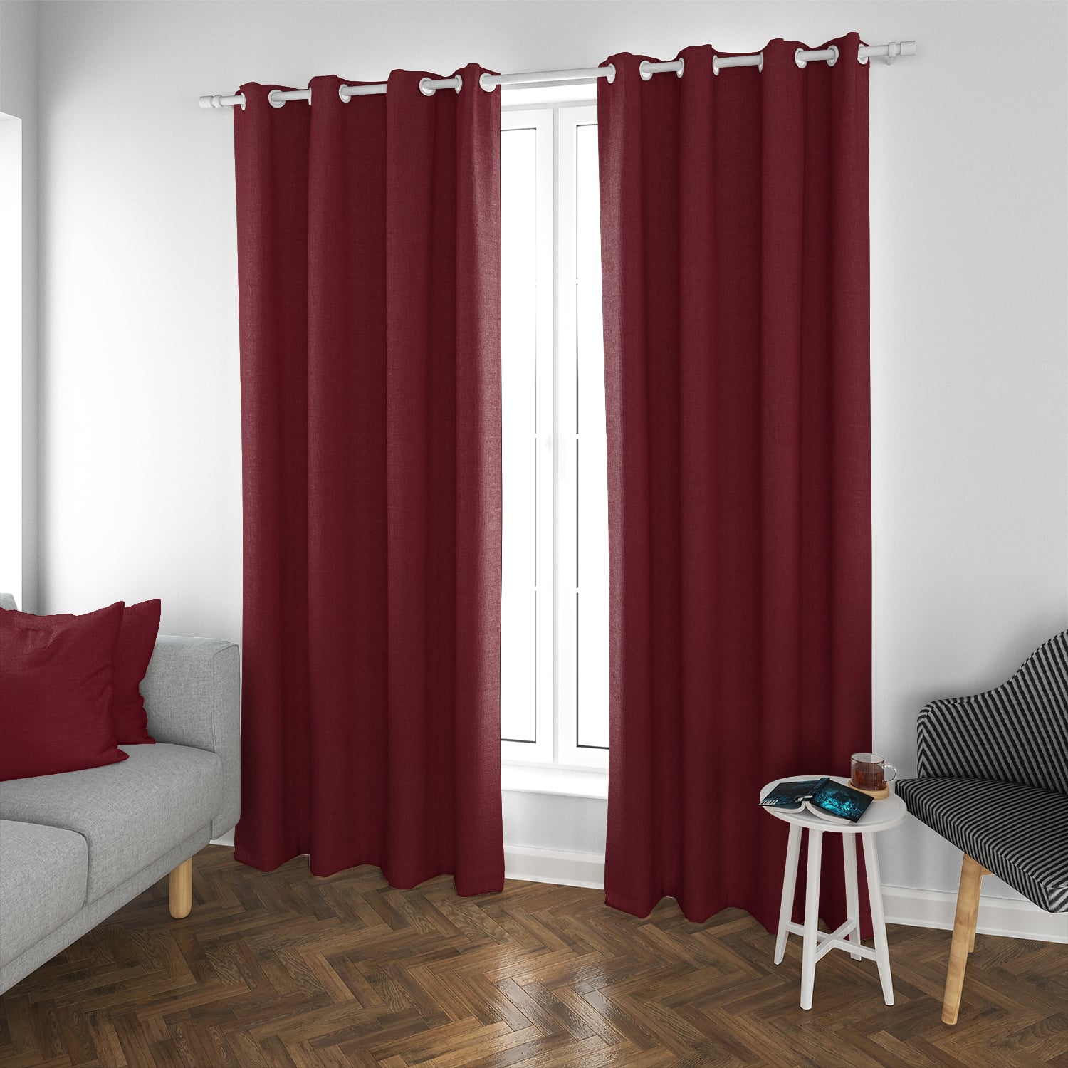 SET DE CORTINAS BLACKOUT 2 PAÑOS DE 140 X 220 CM ROJO VINO - 2
