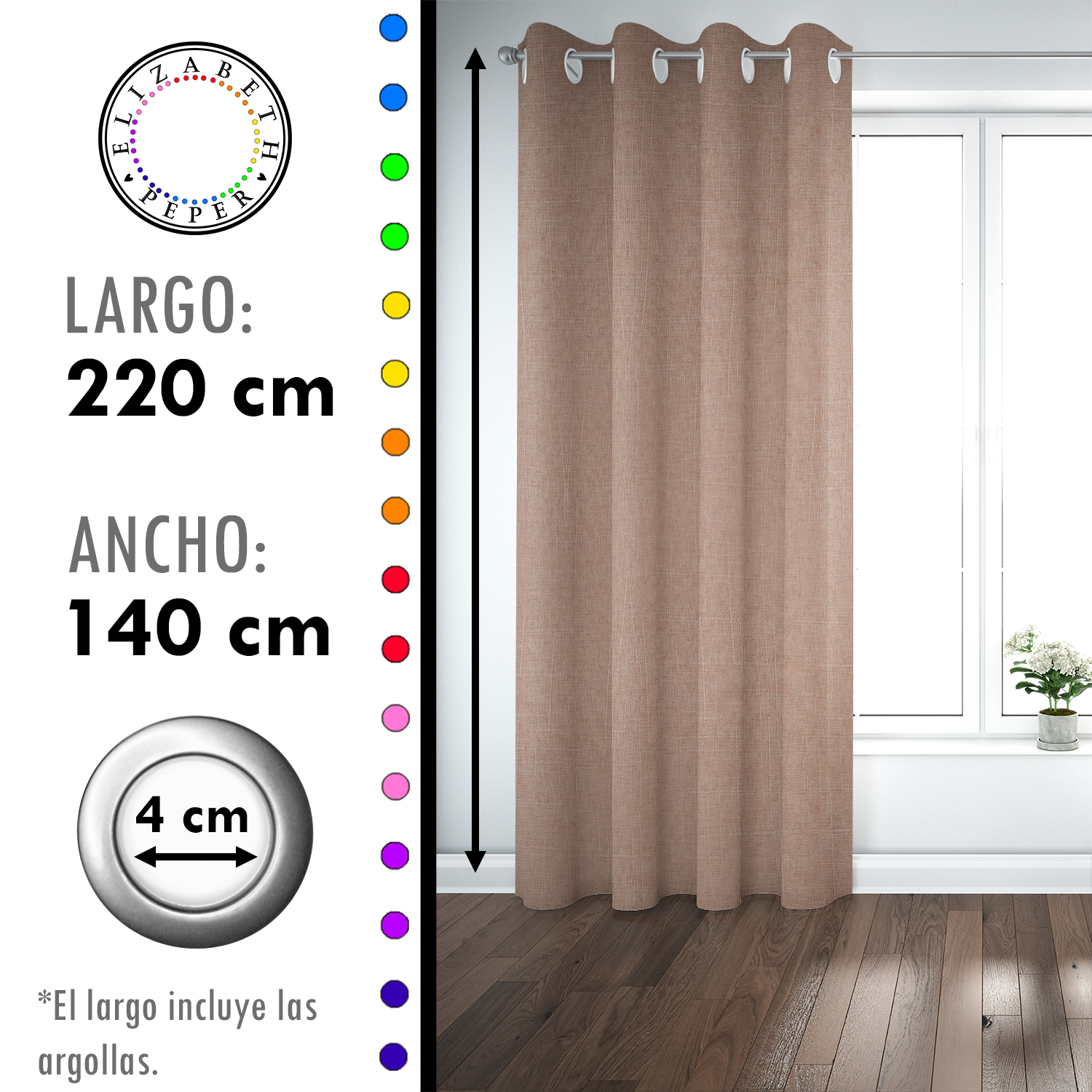 SET DE CORTINAS BLACKOUT 2 PAÑOS DE 140 X 220 CM CREMA - 4