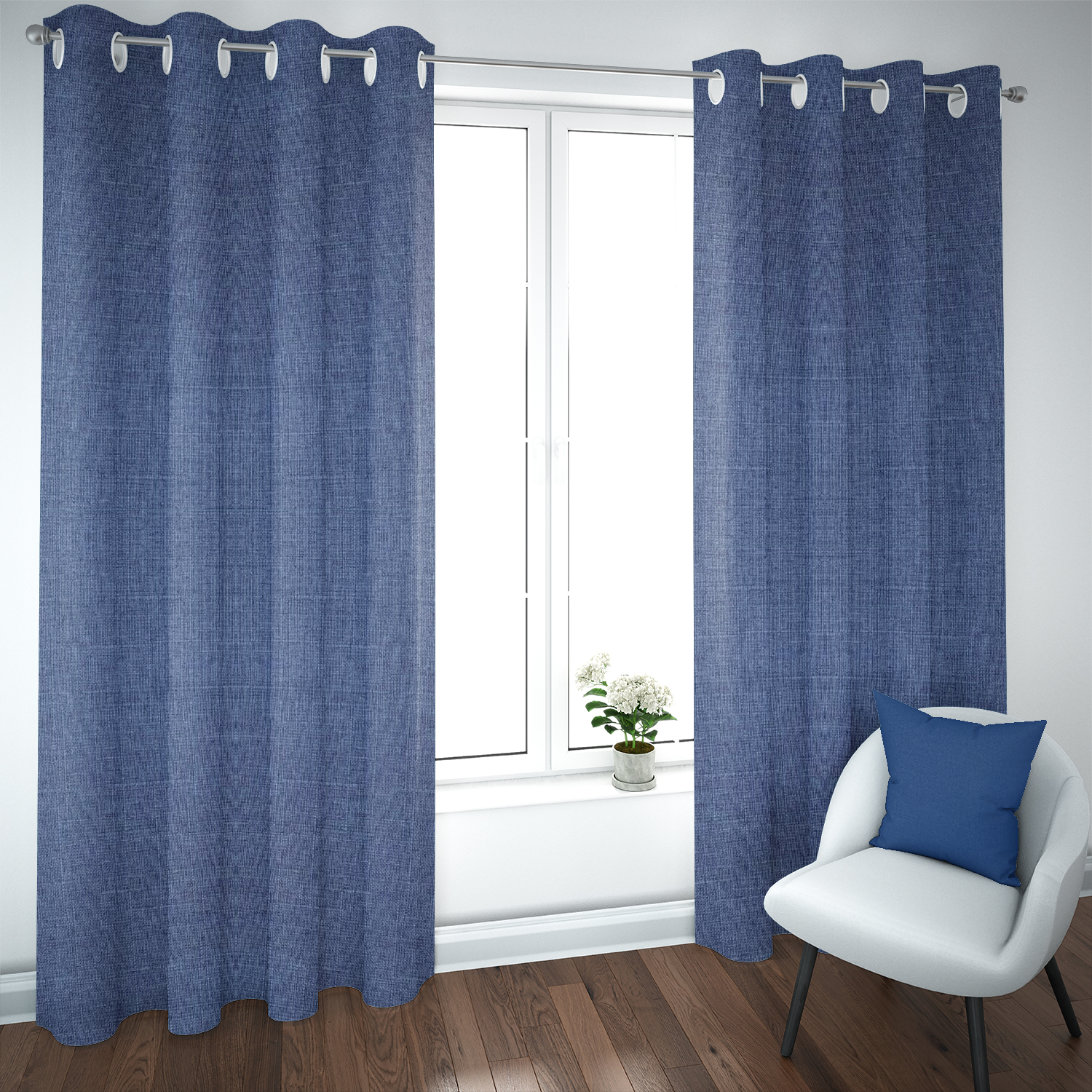 SET DE CORTINAS BLACKOUT 2 PAÑOS DE 140 X 220 CM AZUL - 1