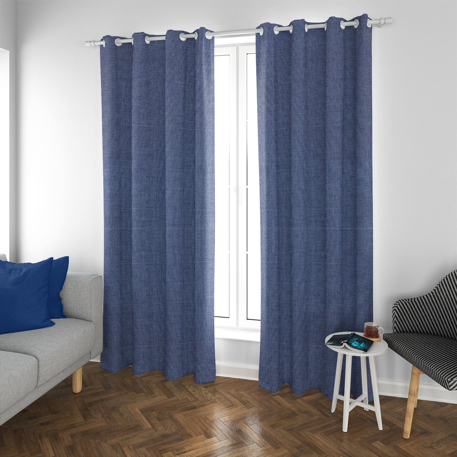 SET DE CORTINAS BLACKOUT 2 PAÑOS DE 140 X 220 CM AZUL - 2