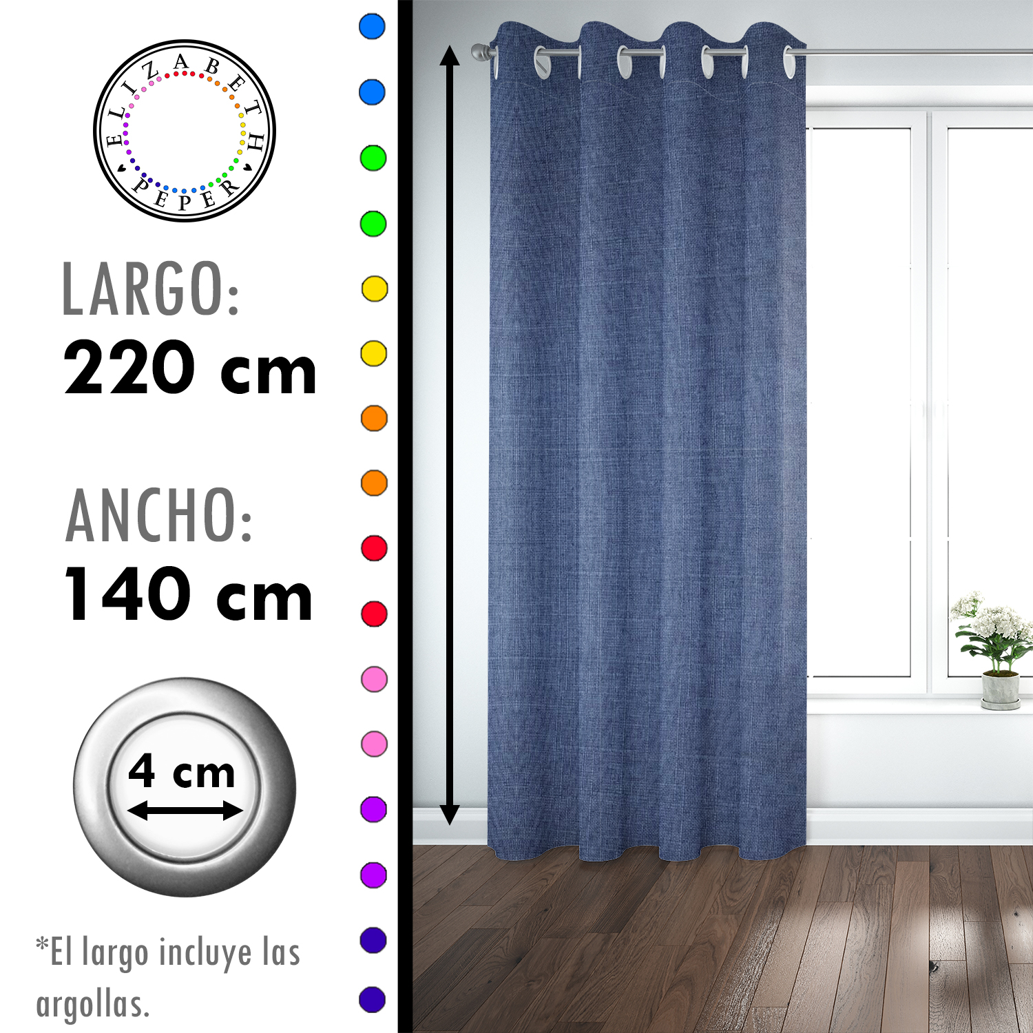 SET DE CORTINAS BLACKOUT 2 PAÑOS DE 140 X 220 CM AZUL - 4