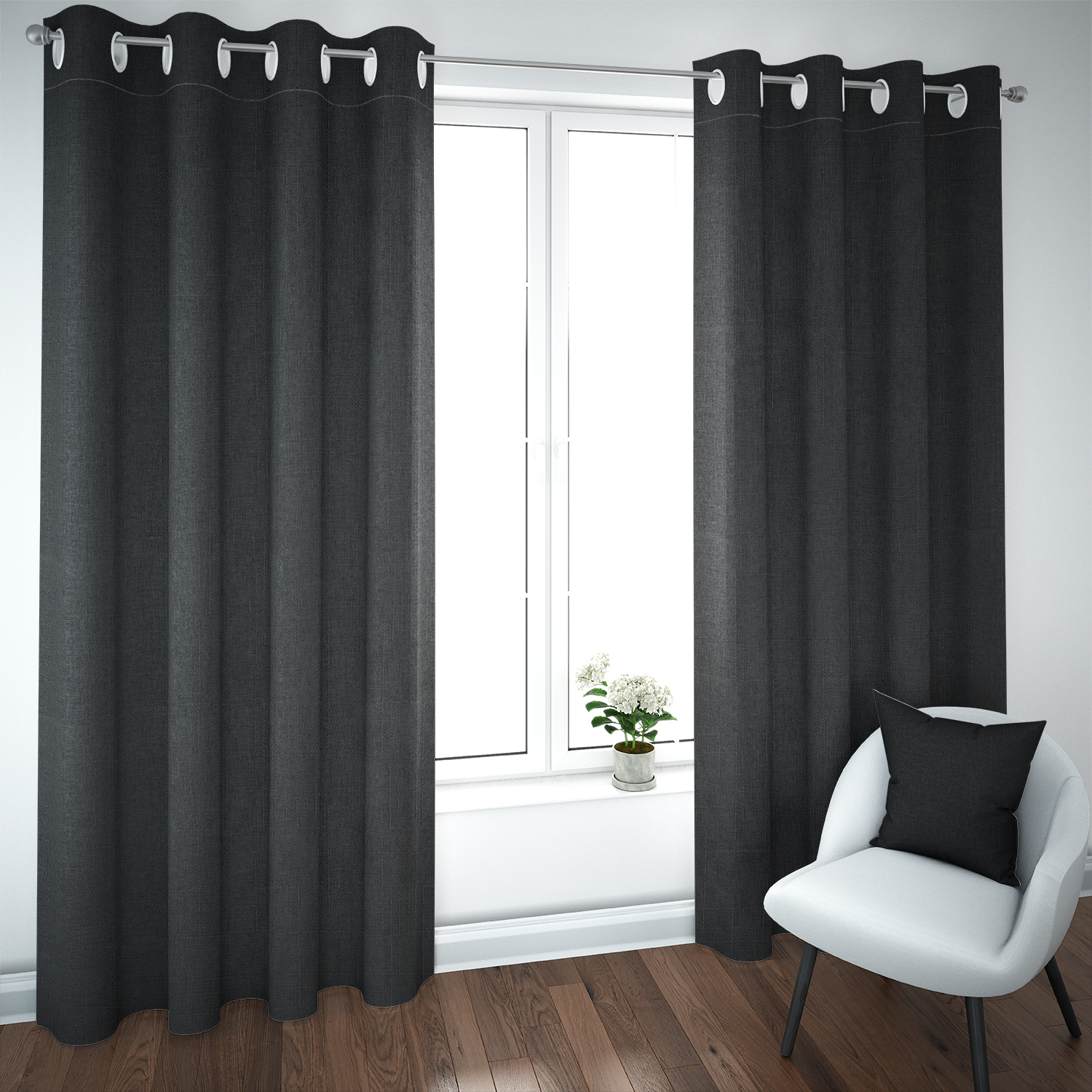 SET DE CORTINAS BLACKOUT 2 PAÑOS DE 140 X 220 CM NEGRO - 1
