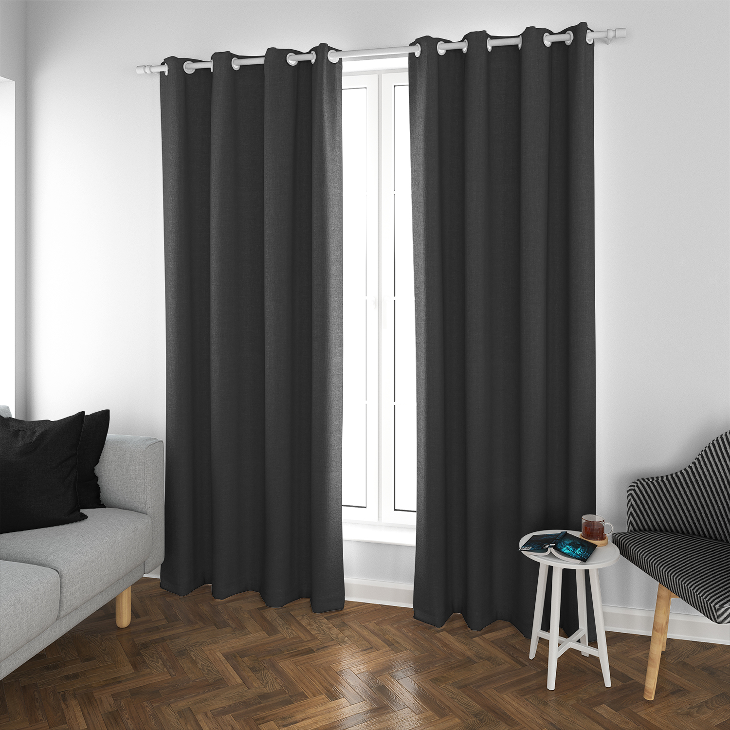 SET DE CORTINAS BLACKOUT 2 PAÑOS DE 140 X 220 CM NEGRO - 2