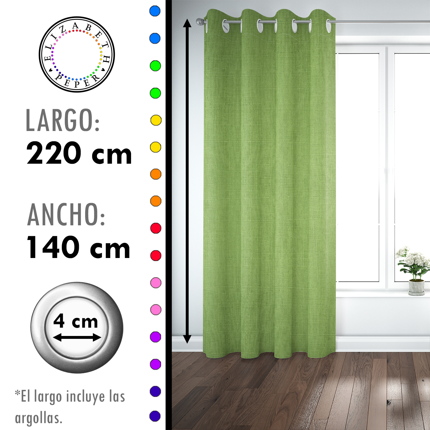 SET DE CORTINAS BLACKOUT 2 PAÑOS DE 140 X 220 CM VERDE - 4